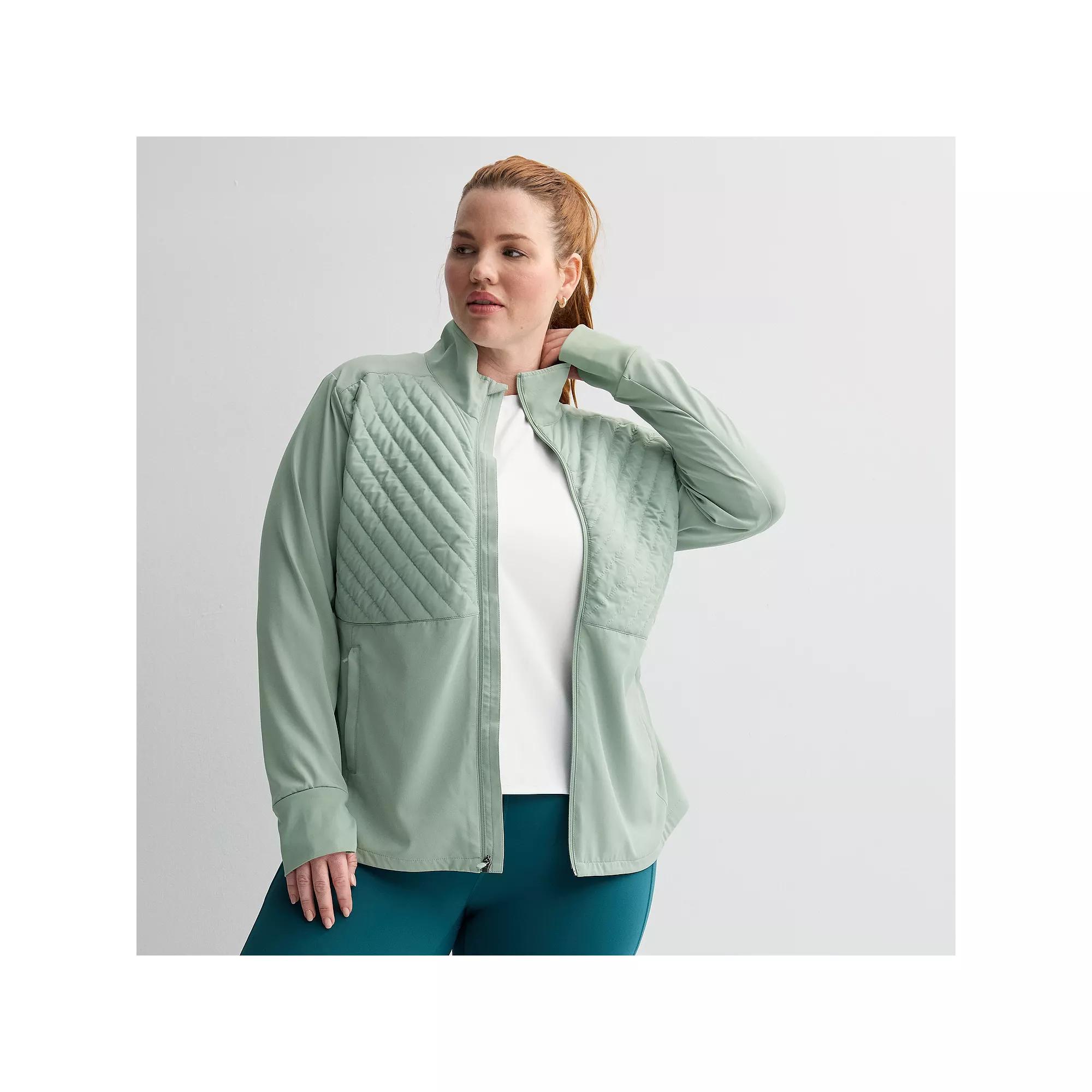 Plus Size Tek Gear® Woven Mixed Media Zip Front Jacket, Women's, Size: 3XL, Ostego Bay Product Image
