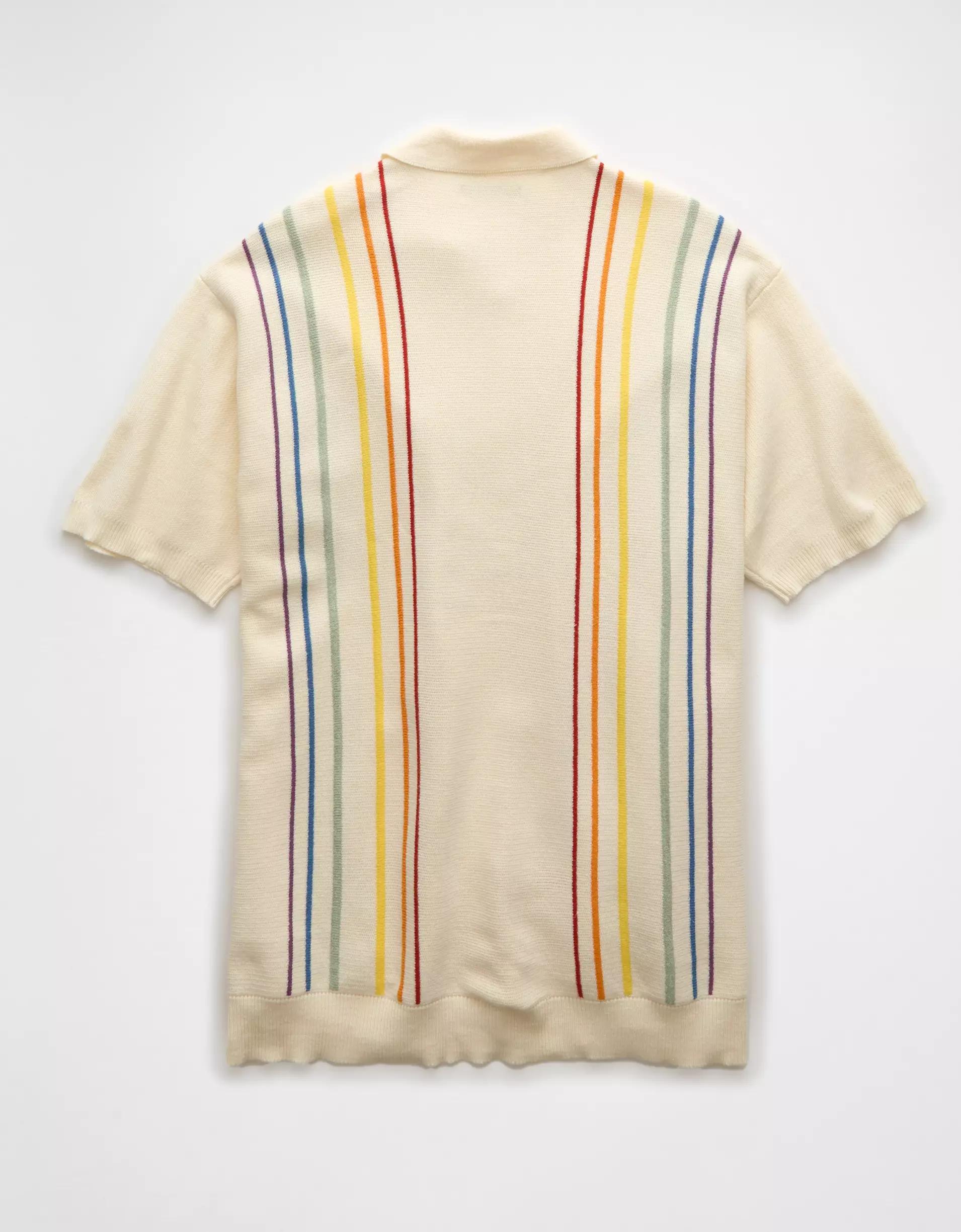 AE Pride Weekend Button-Up Sweater Polo Shirt Product Image