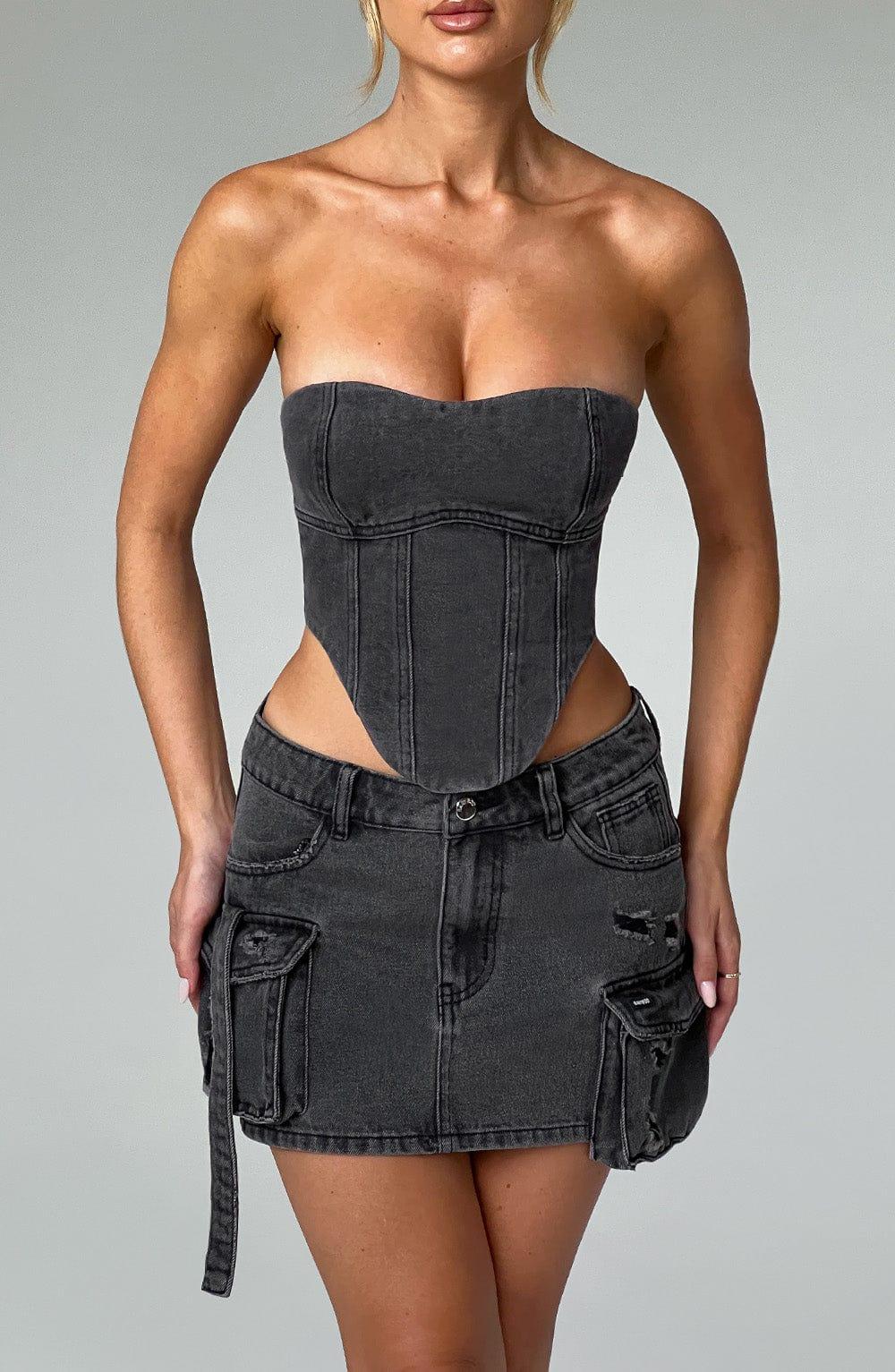 Billie Mini Skirt - Black Wash Product Image