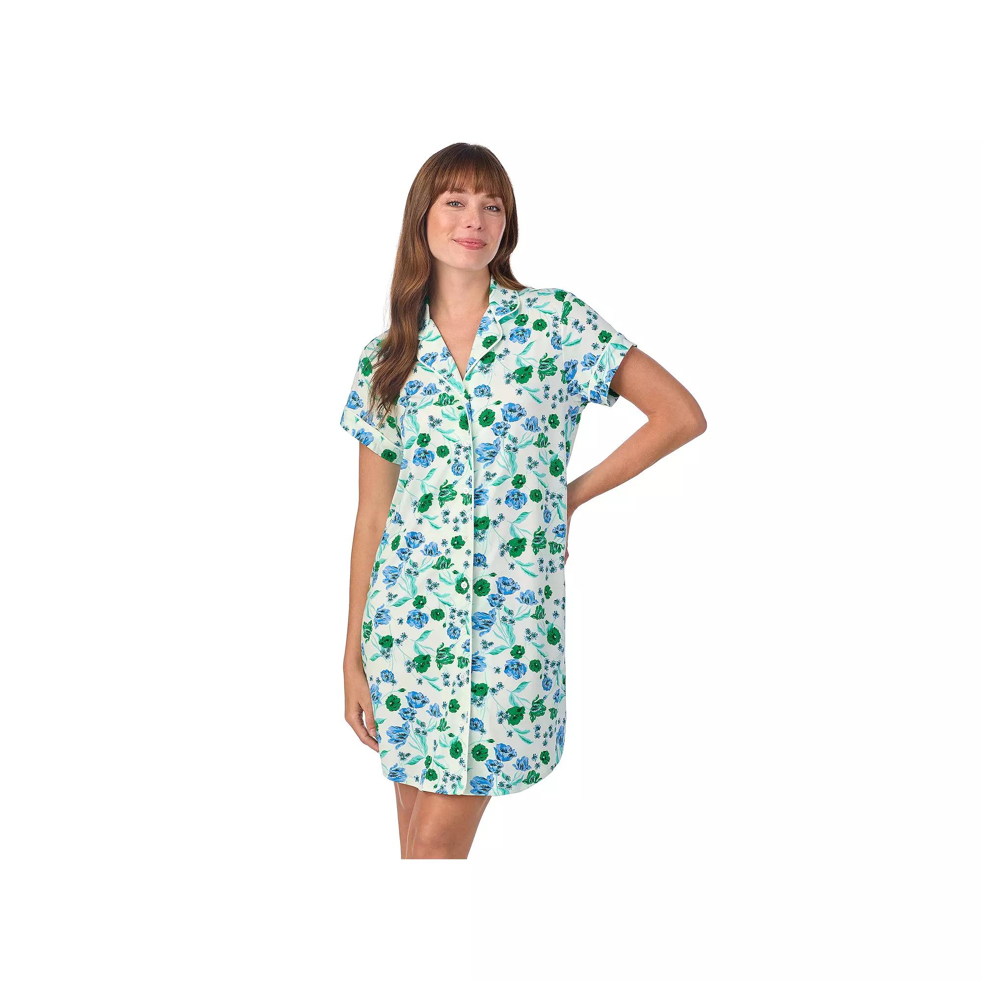 Women's Draper James Printed Cozy Short Sleeve Notch Collar Sleepshirt, Size: XL, Spring Blooms Product Image