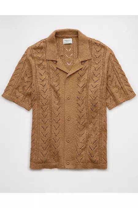 AE Weekend Pointelle Button-Up Sweater Polo Shirt Men's Product Image