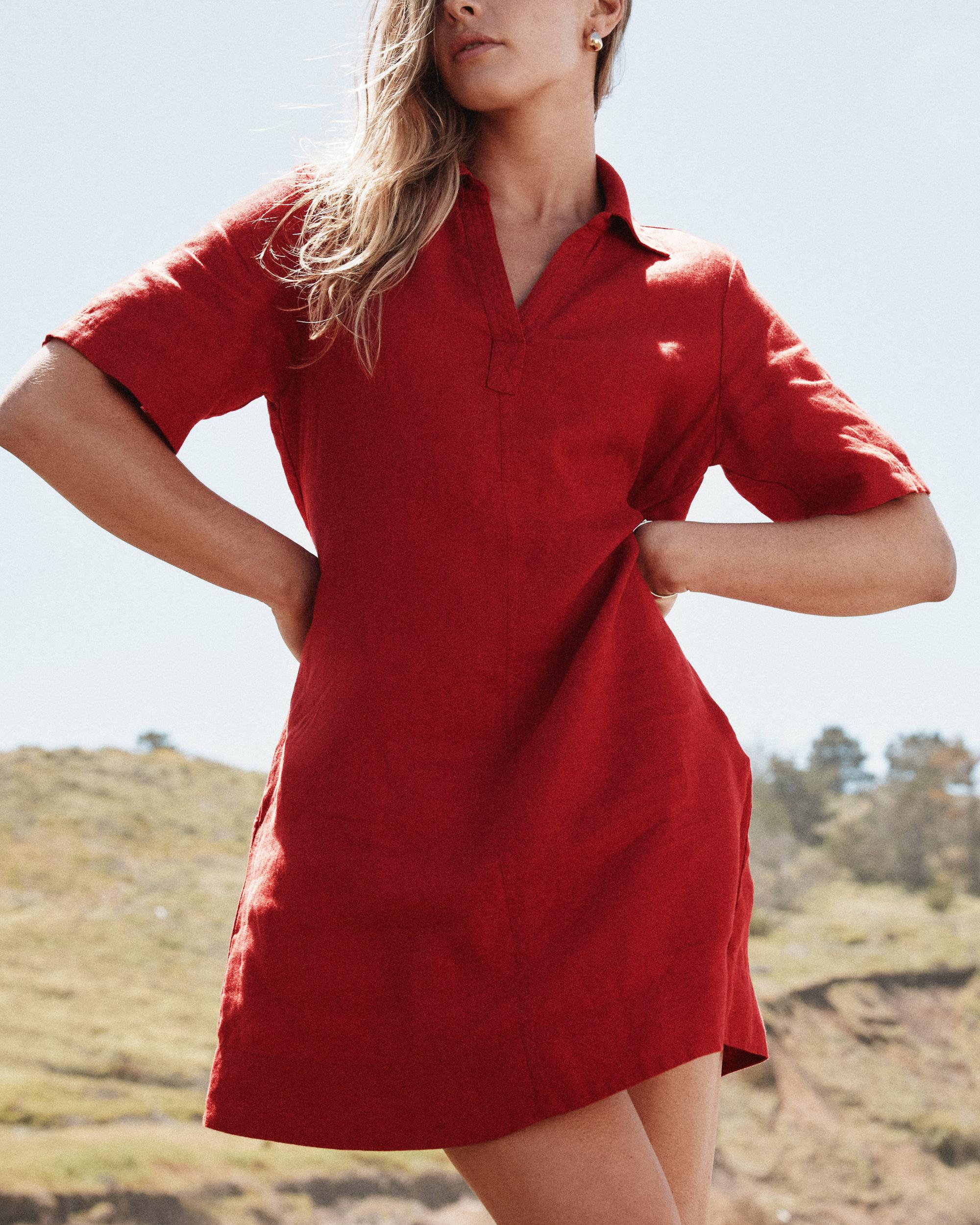 Quince | Women's 100% European Linen Popover Mini Dress Product Image