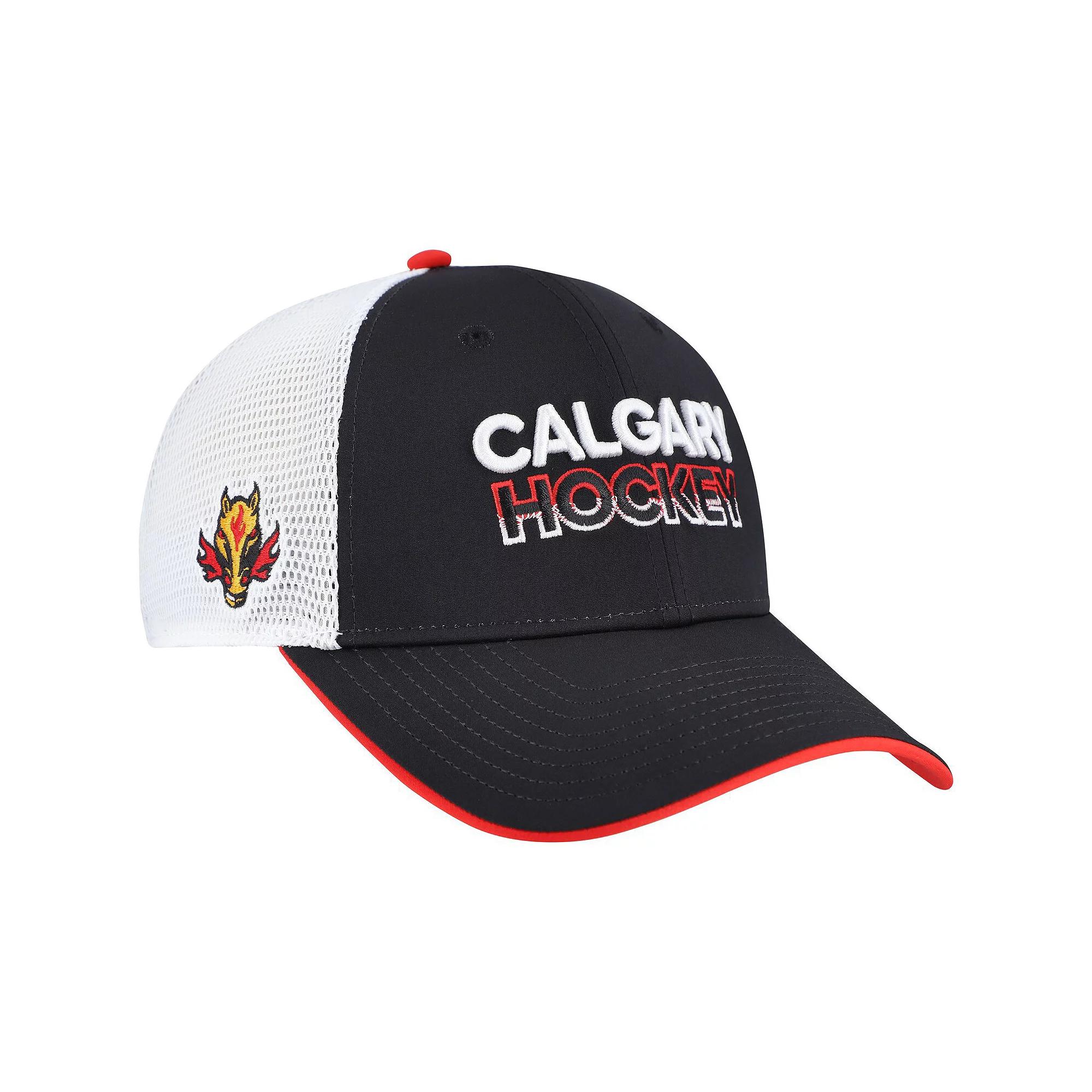 Men's Fanatics Black/White Calgary Flames Authentic Pro Rink Alternate Trucker Adjustable Hat, Flm Black Product Image