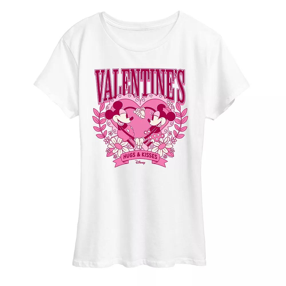 Disney's Mickey & Minnie Mouse Women's Valentine's Hugs & Kisses Graphic Tee,  Product Image