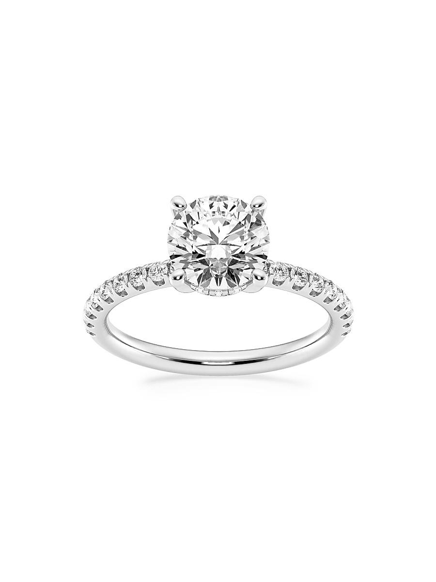 Womens Platinum & Round Lab-Grown Diamond Hidden Halo Ring/0.80-3.41 TCW Product Image