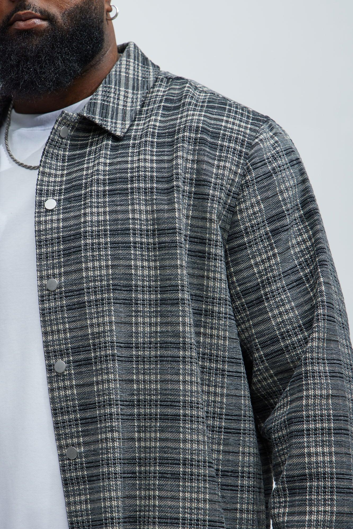 Walter Textured Plaid Button Up Shirt - Black/combo Product Image
