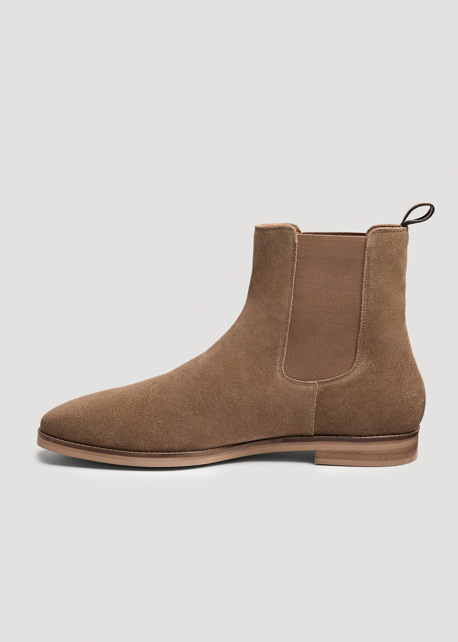 Suede Pull-On Boots for Tall Men in Beige Male Product Image