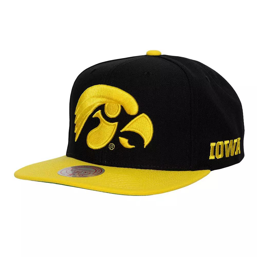 Men's Mitchell & Ness  Carolina Blue/Gold Iowa Hawkeyes Team Origins Snapback Hat, Black Product Image