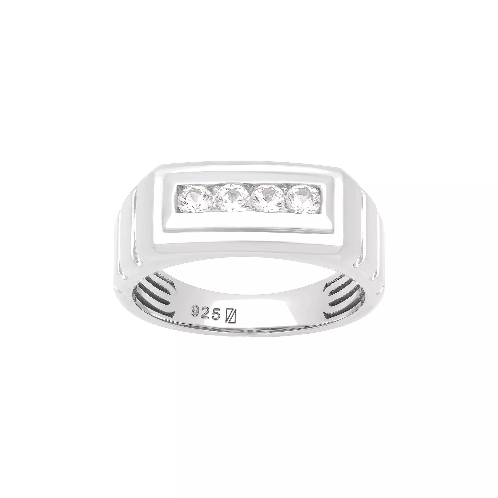 AXL Men's Sterling Silver 5/8 Carat T.W. Lab-Created White Sapphire Band, Size: 13 Product Image