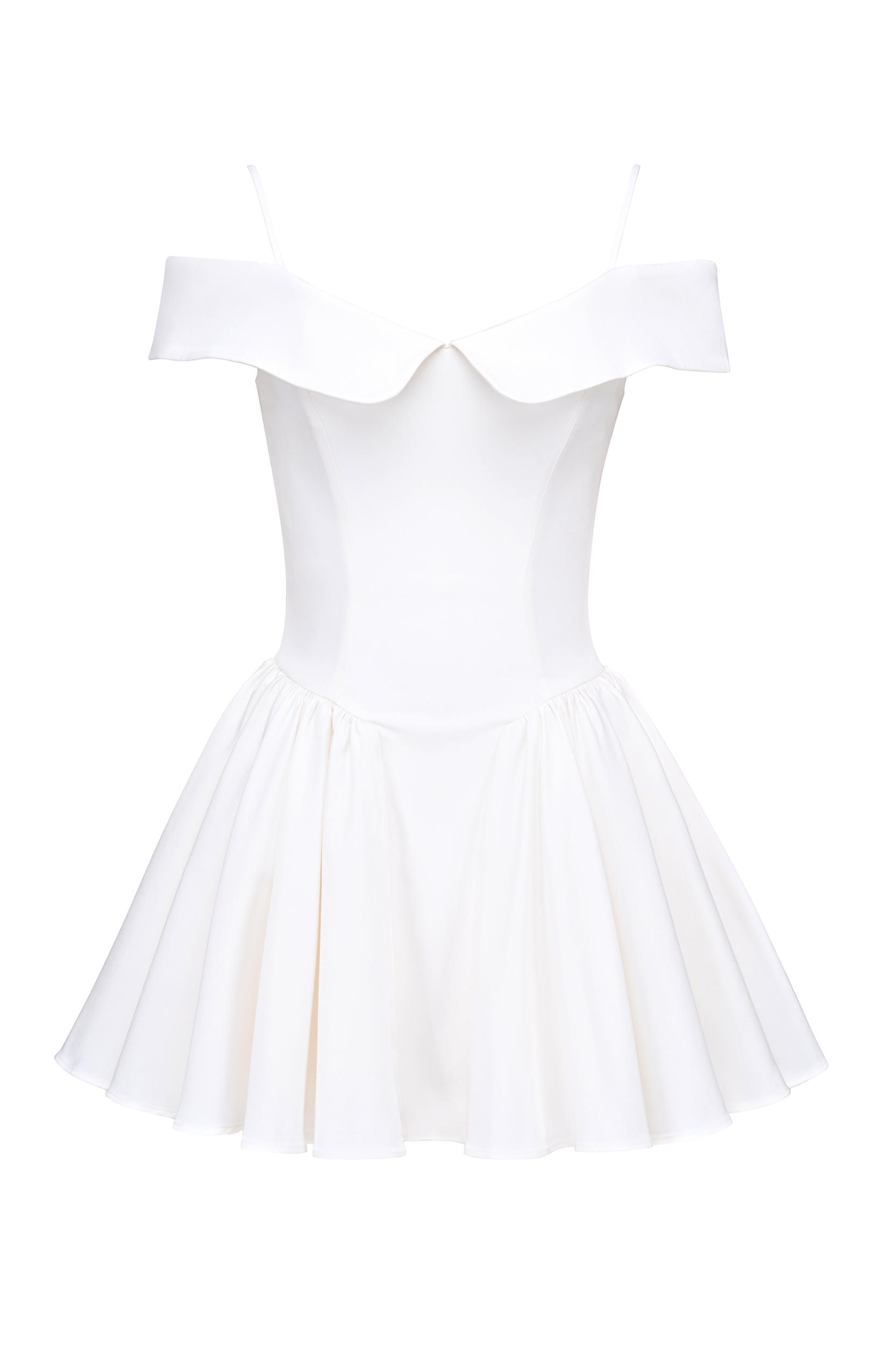 Elida  white twill off shoulder mini dress Product Image