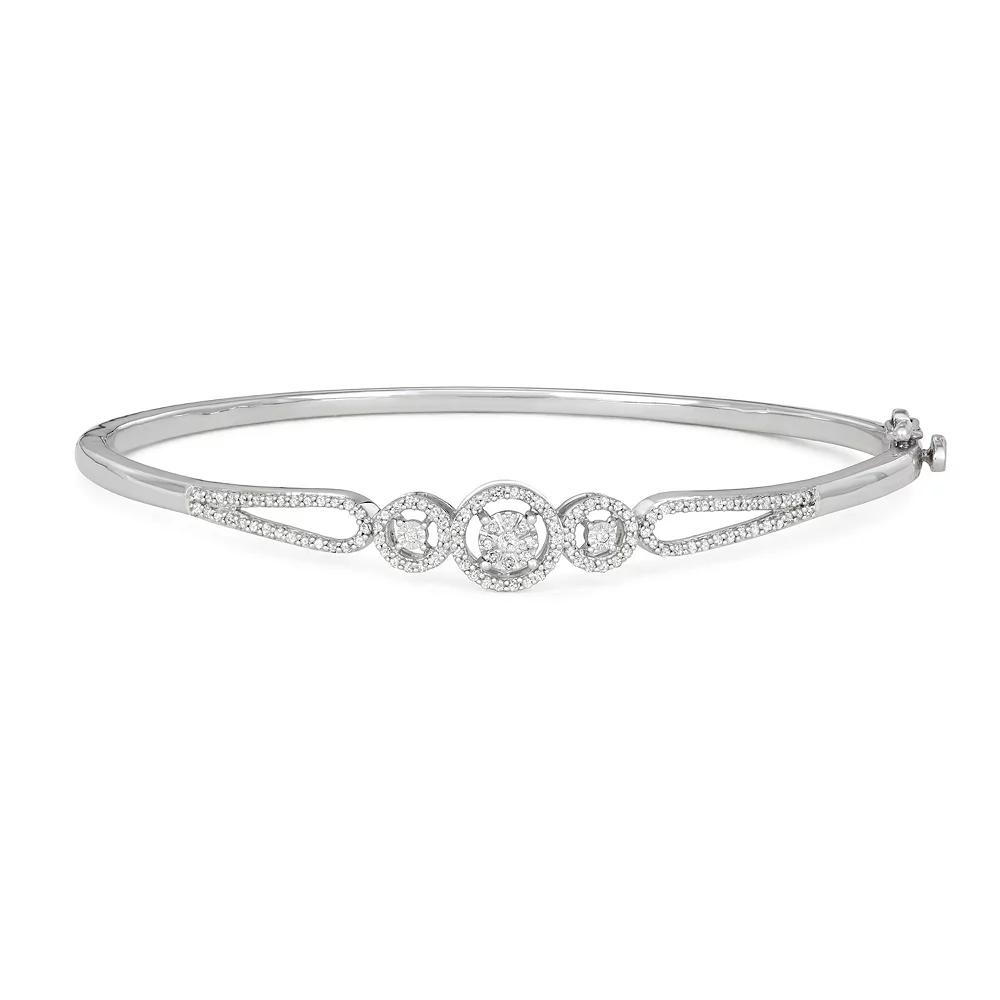 HDI Sterling Silver 3/8 Carat T.W. Diamond Bangle Bracelet, Women's,  Product Image