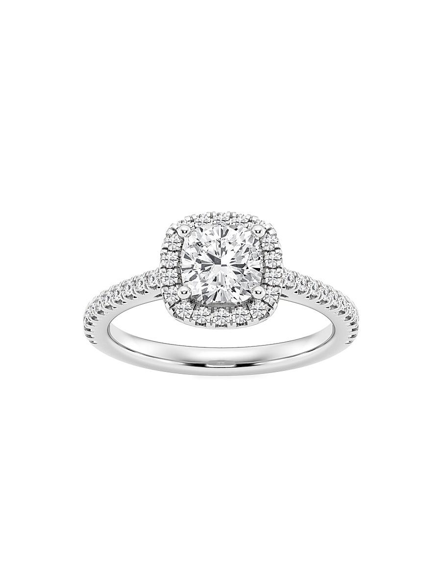 Womens 14K White Gold & Cushion-Cut Lab-Grown Diamond Halo Ring/1.30-3.60 TCW Product Image