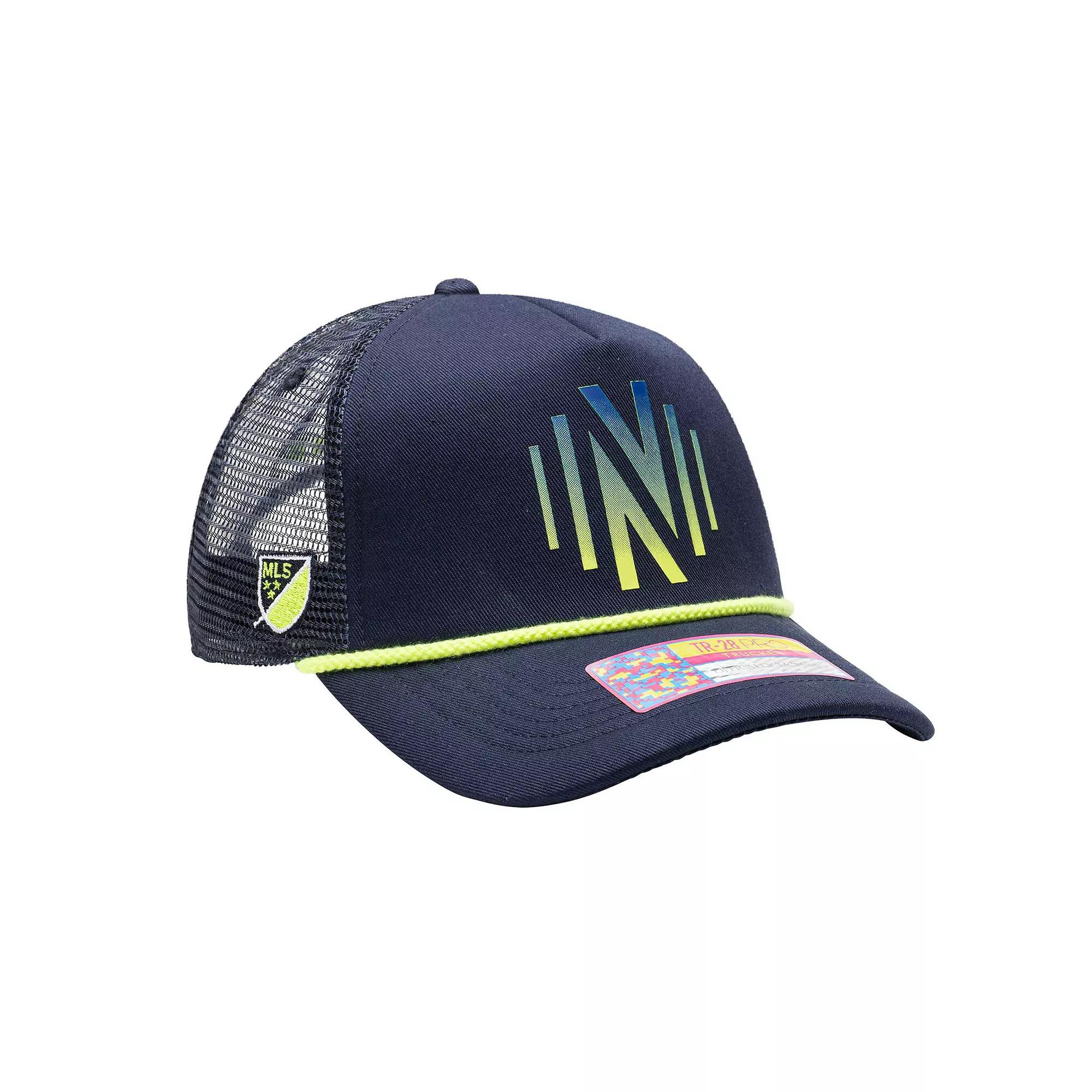 Men's Navy Nashville SC Atmosphere Trucker Adjustable Hat, Mls Blue Product Image