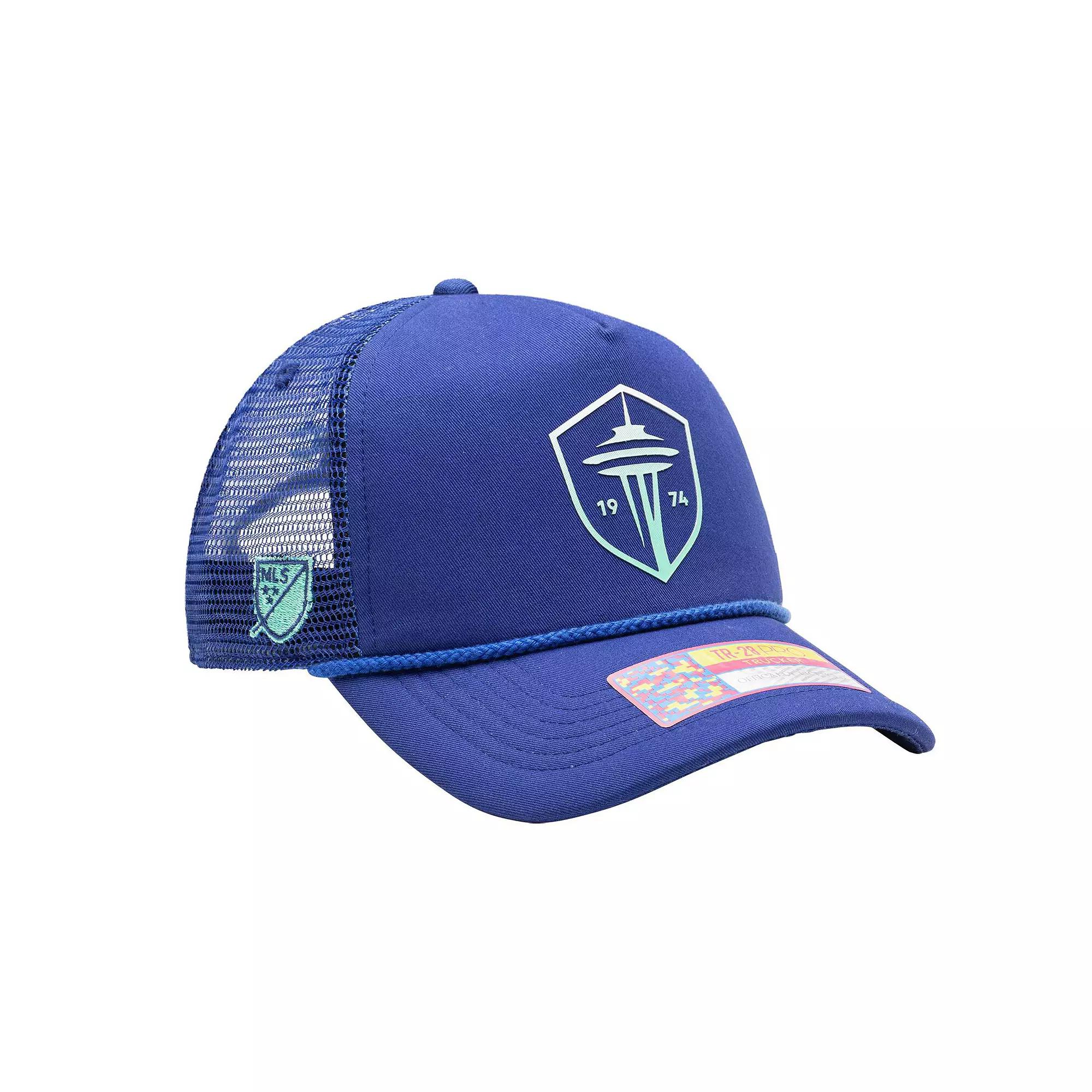 Men's Blue Seattle Sounders FC Atmosphere Trucker Adjustable Hat Product Image