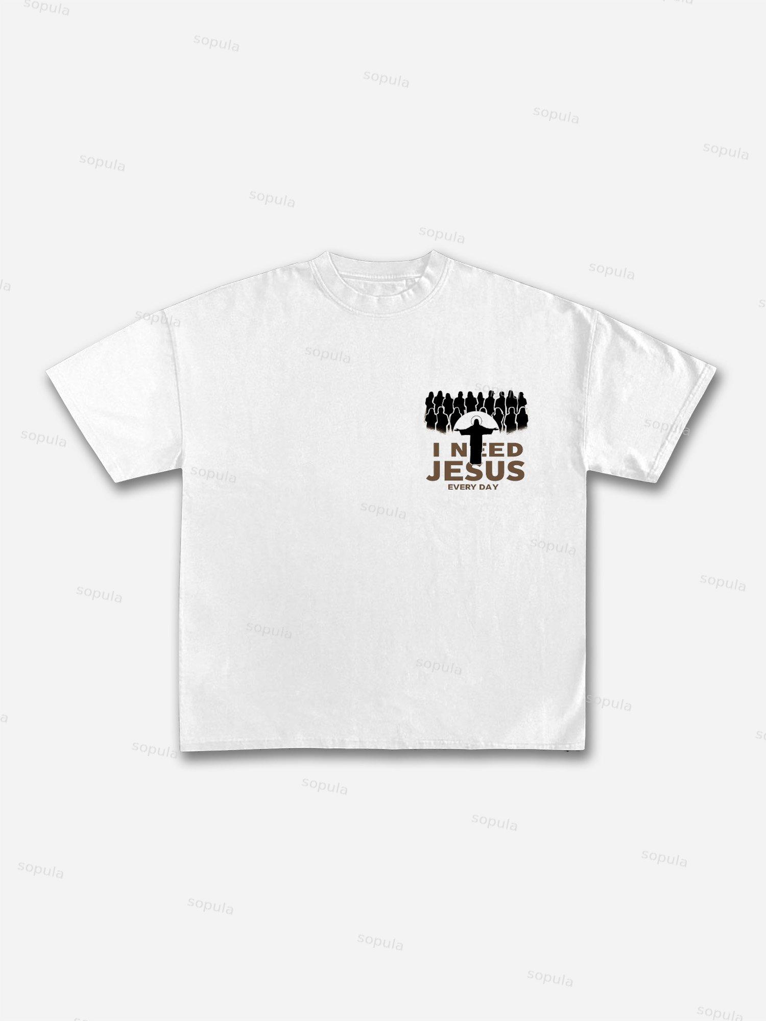 I Need Jesus Cotton T-shirt Product Image