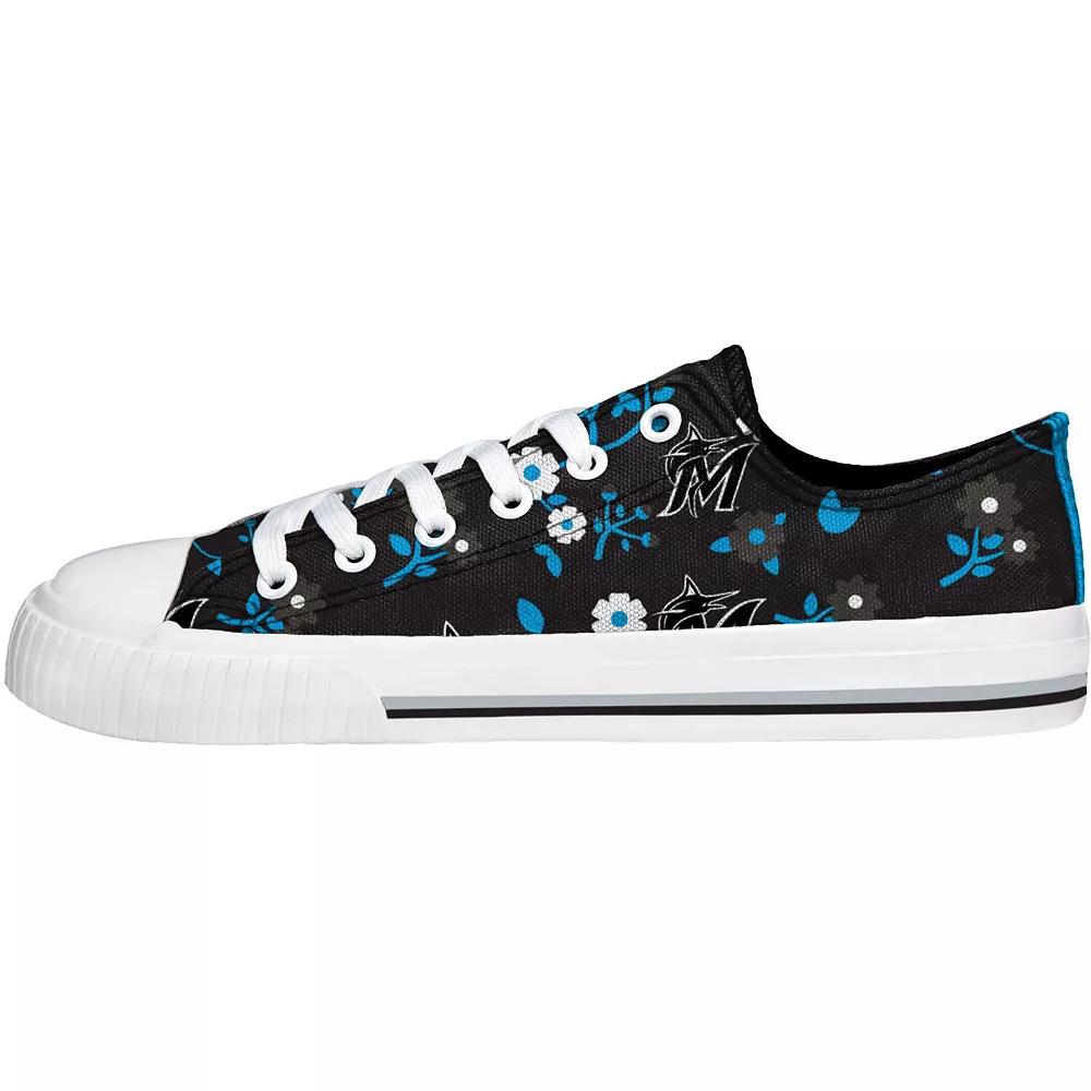 Women's FOCO Black Miami Marlins Flower Canvas Allover Shoes, Size: 7 Product Image