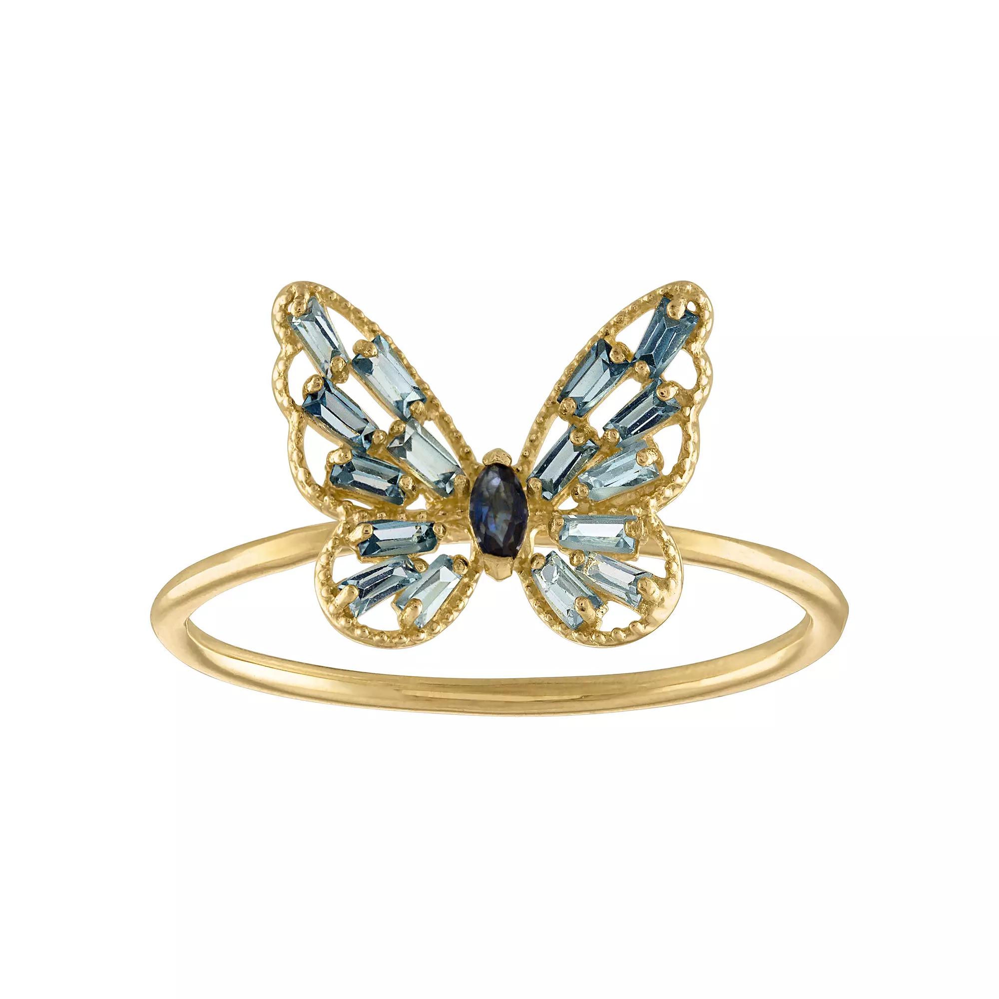 Tiara 10k Gold Sapphire & London Butterfly Ring, Women's, Size: 8 Product Image