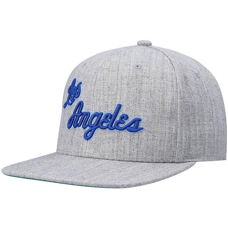 Men's Mitchell & Ness Heathered Gray Los Angeles Lakers Hardwood Classics Team 2.0 Snapback Hat, Grey Product Image