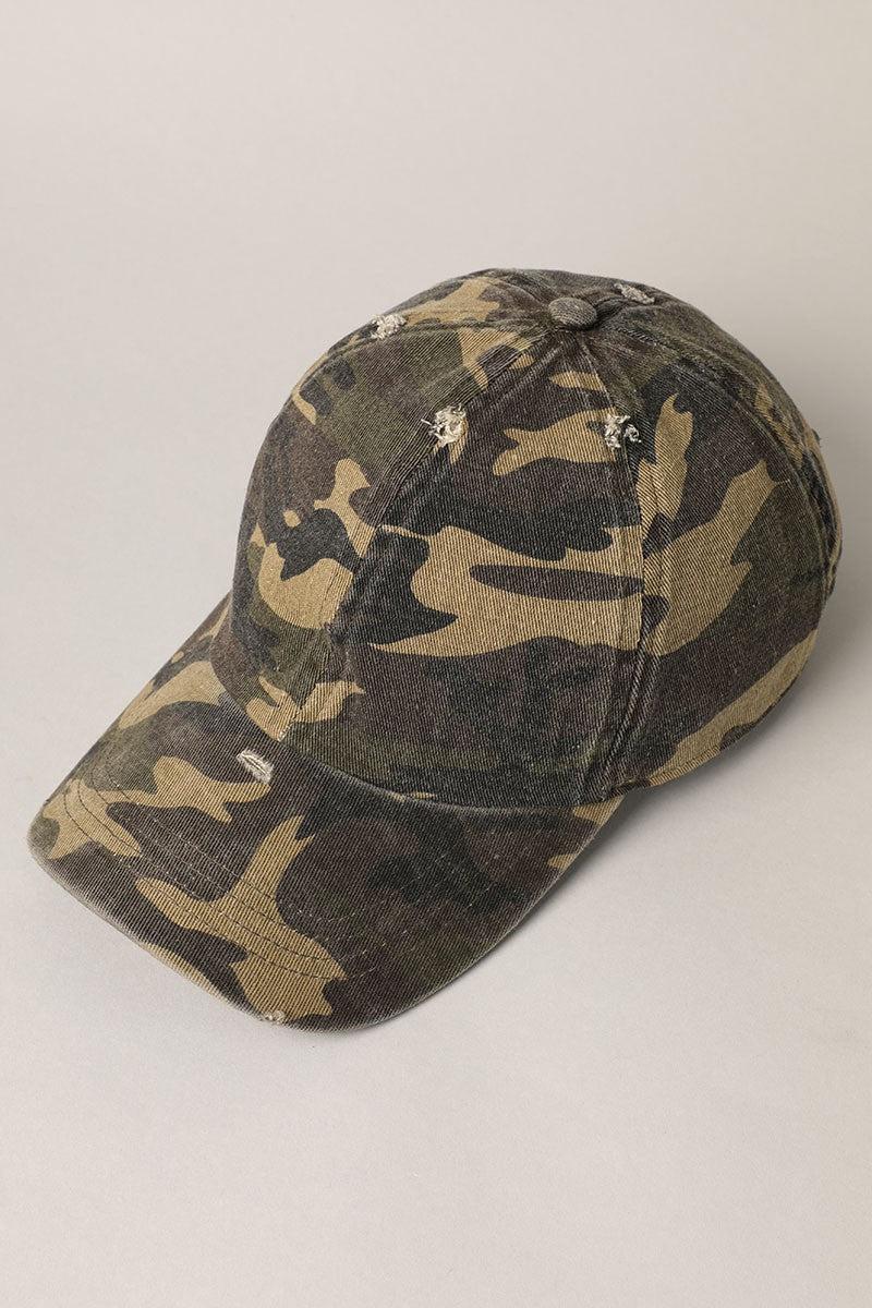 Distressed Camouflage Baseball Cap Product Image