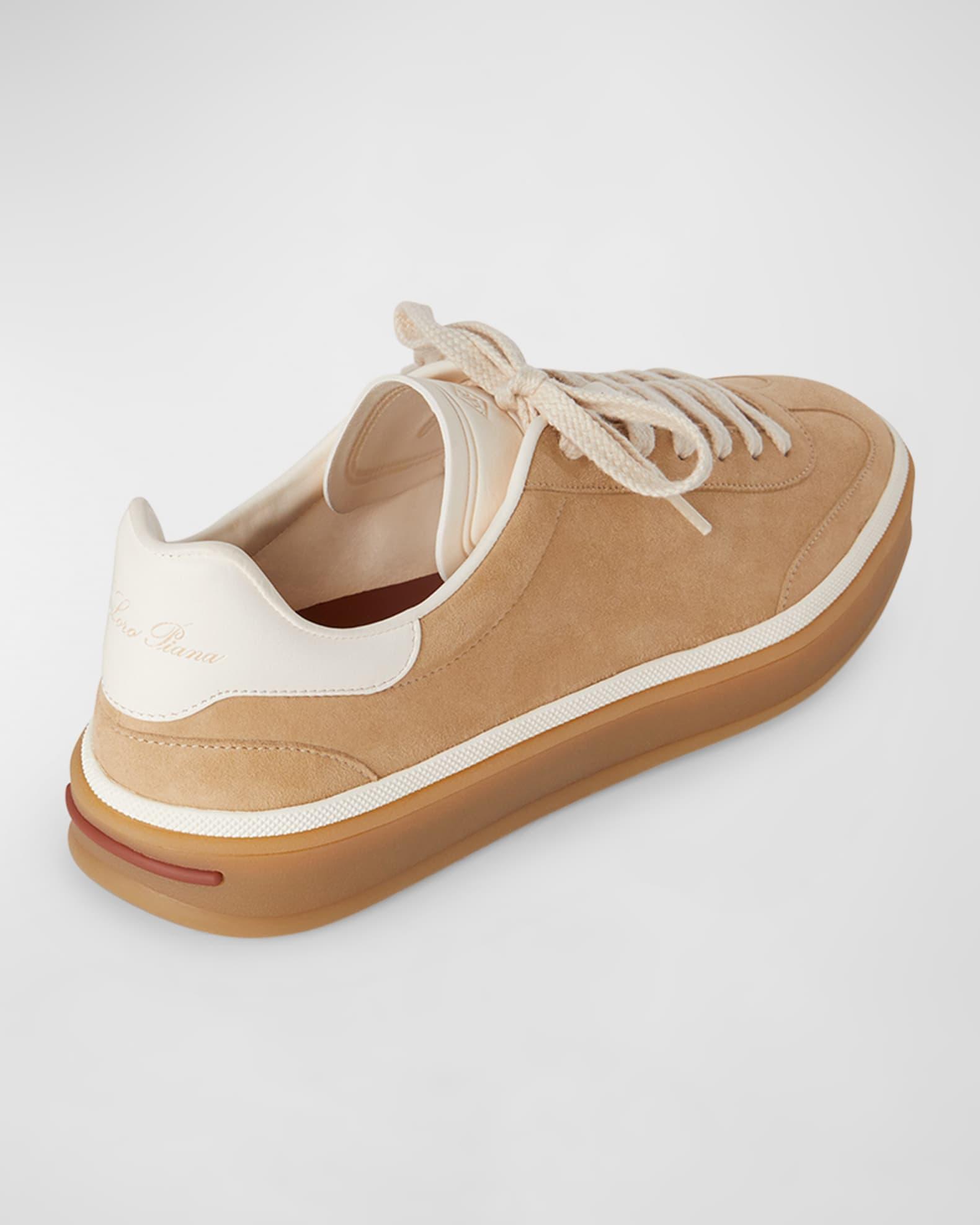 Mixed Leather Low-Top Tennis Sneakers Product Image