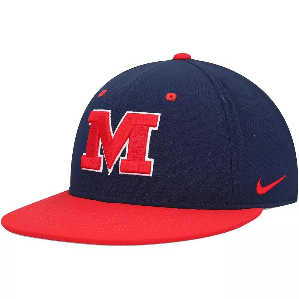 Men's Nike Navy Ole Miss Rebels Aero True Baseball Performance Fitted Hat, Size: 7 3/8, Blue Product Image
