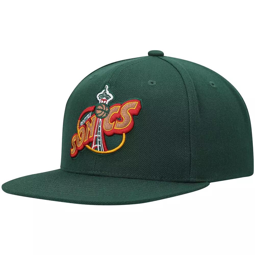Men's Mitchell & Ness Green Seattle SuperSonics Hardwood Classics Team Ground 2.0 Snapback Hat, Nba Green Product Image