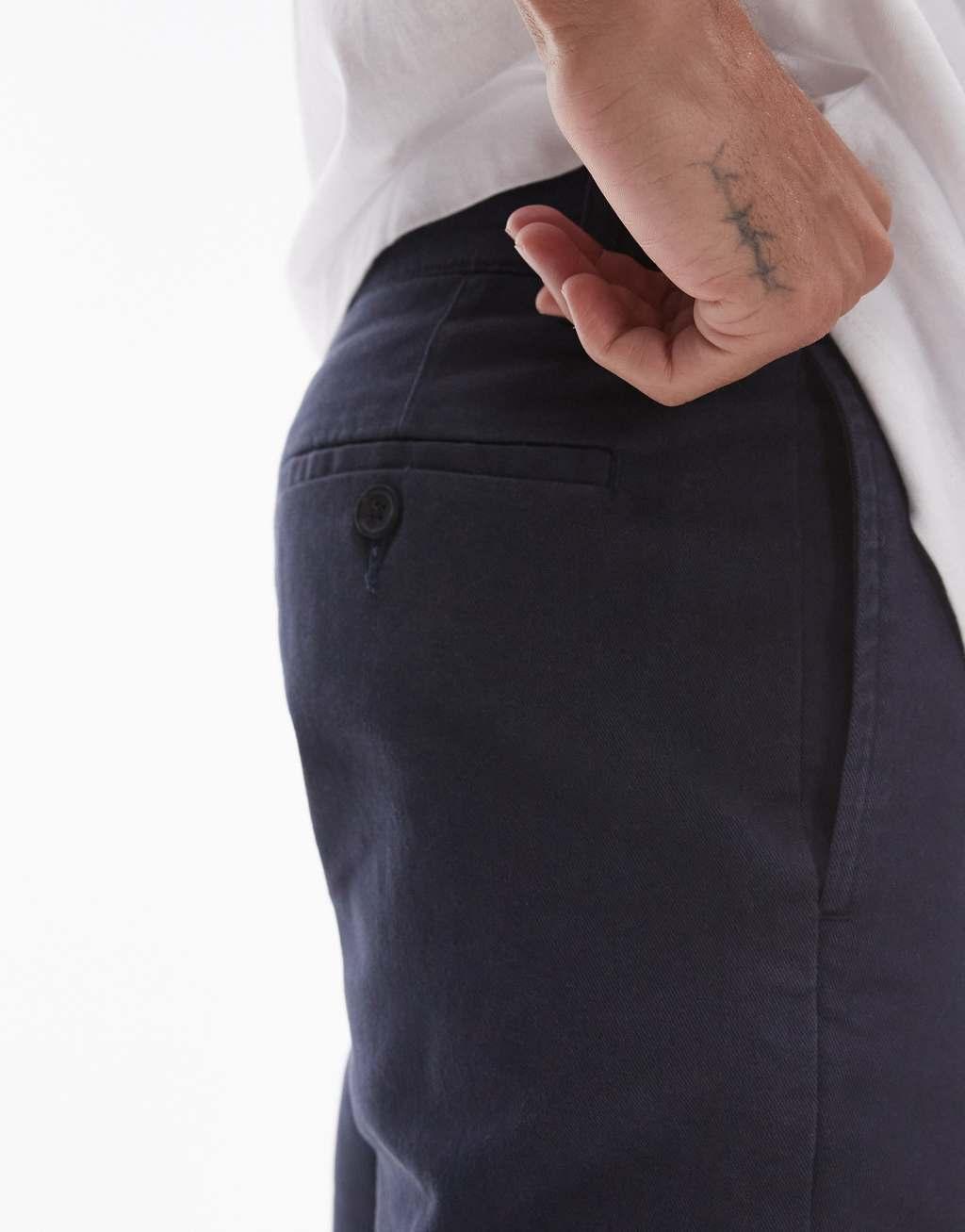 Topman skinny chino shorts in navy Product Image