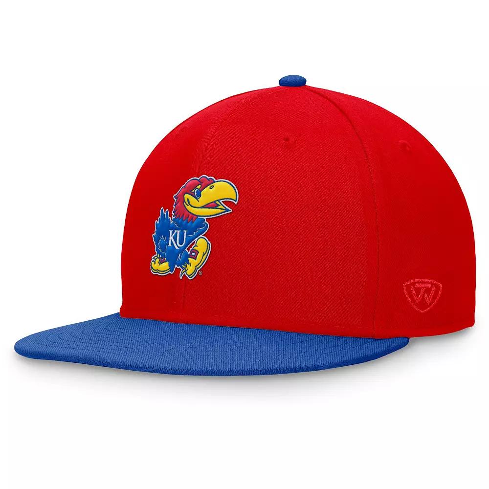 Men's Top of the World Red/Royal Kansas Jayhawks Rally Two-Tone Fitted Hat, Size: 7 1/2 Product Image