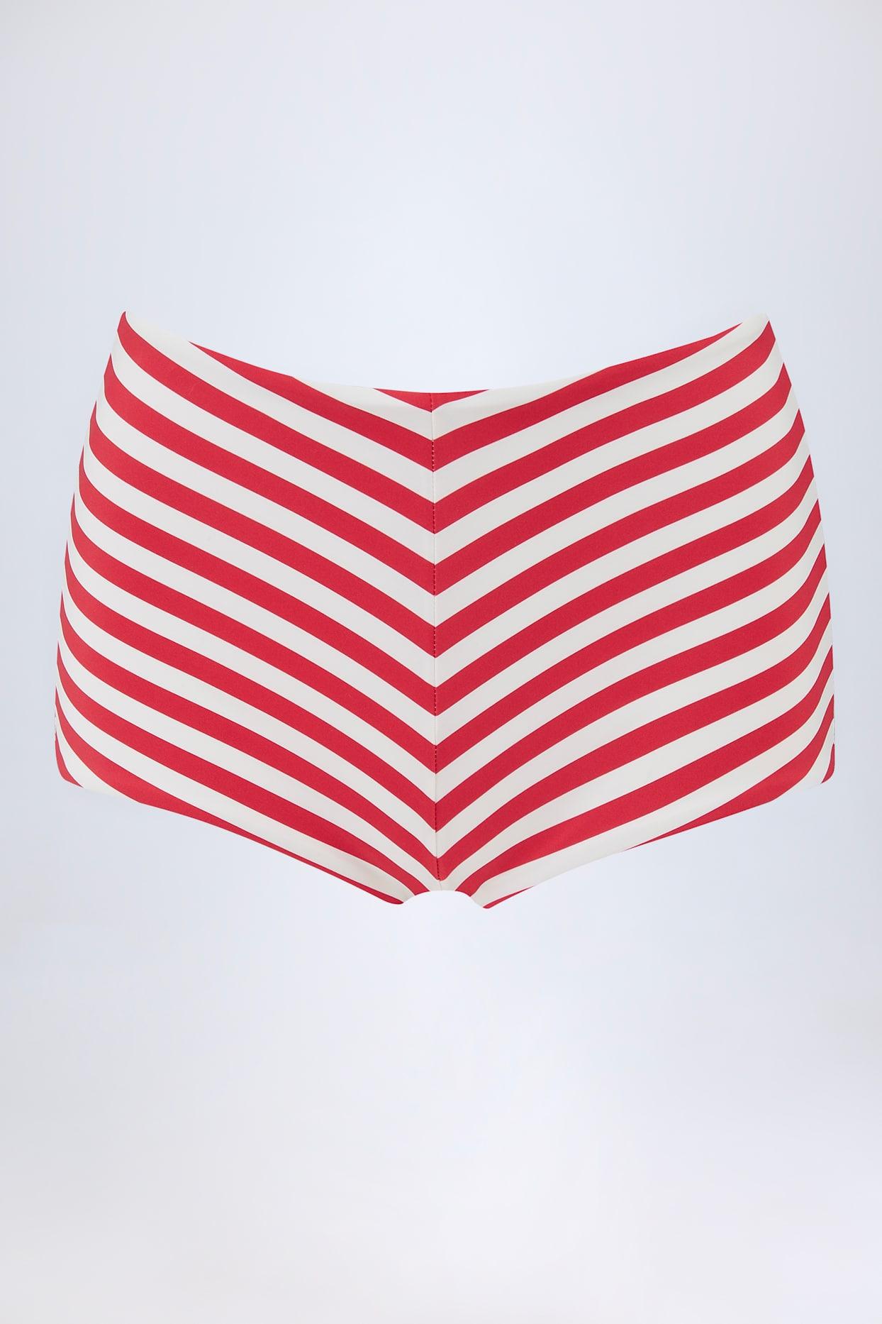 Mid-Rise Hot Pants in Cherry Red Stripe Female Product Image