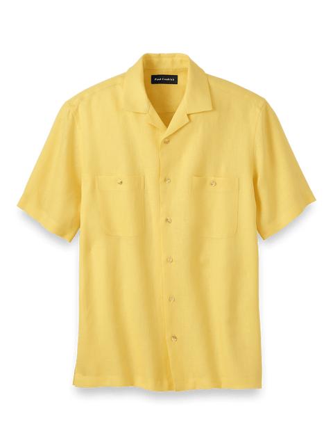 Linen Solid Casual Shirt - Yellow Product Image