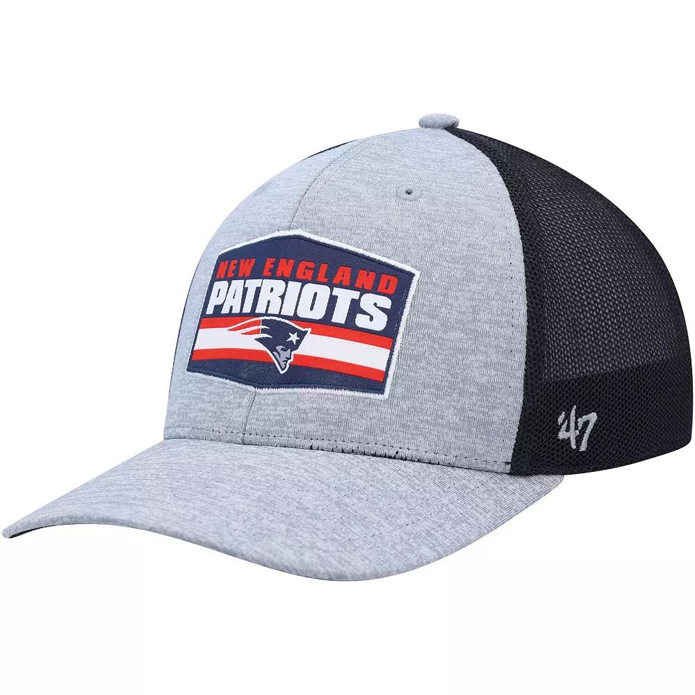 Men's '47 Heathered Gray/Navy New England Patriots Motivator Flex Hat, Size: Medium/Large, Grey Product Image