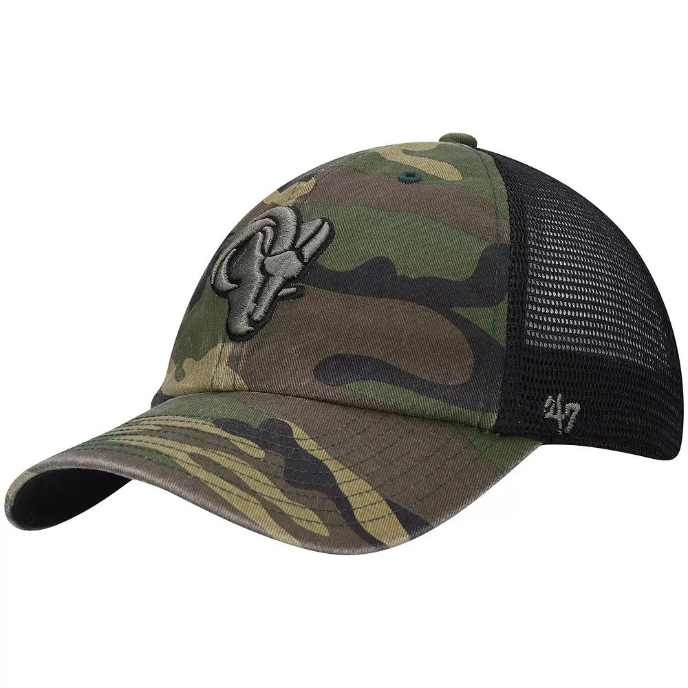 Men's '47 Camo Los Angeles Rams Branson Clean Up Trucker Hat, Green Product Image