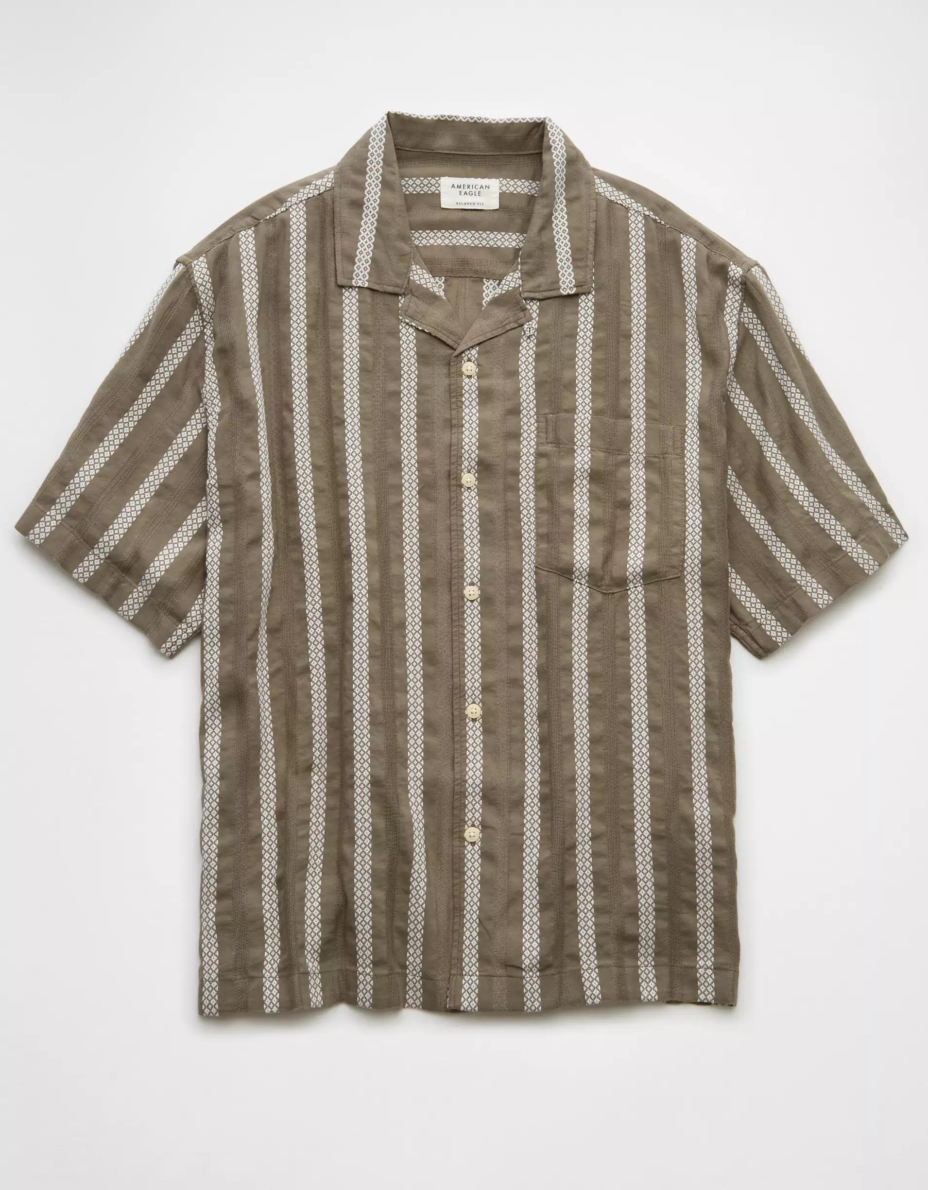 AE Poolside Striped Button-Up Shirt Product Image