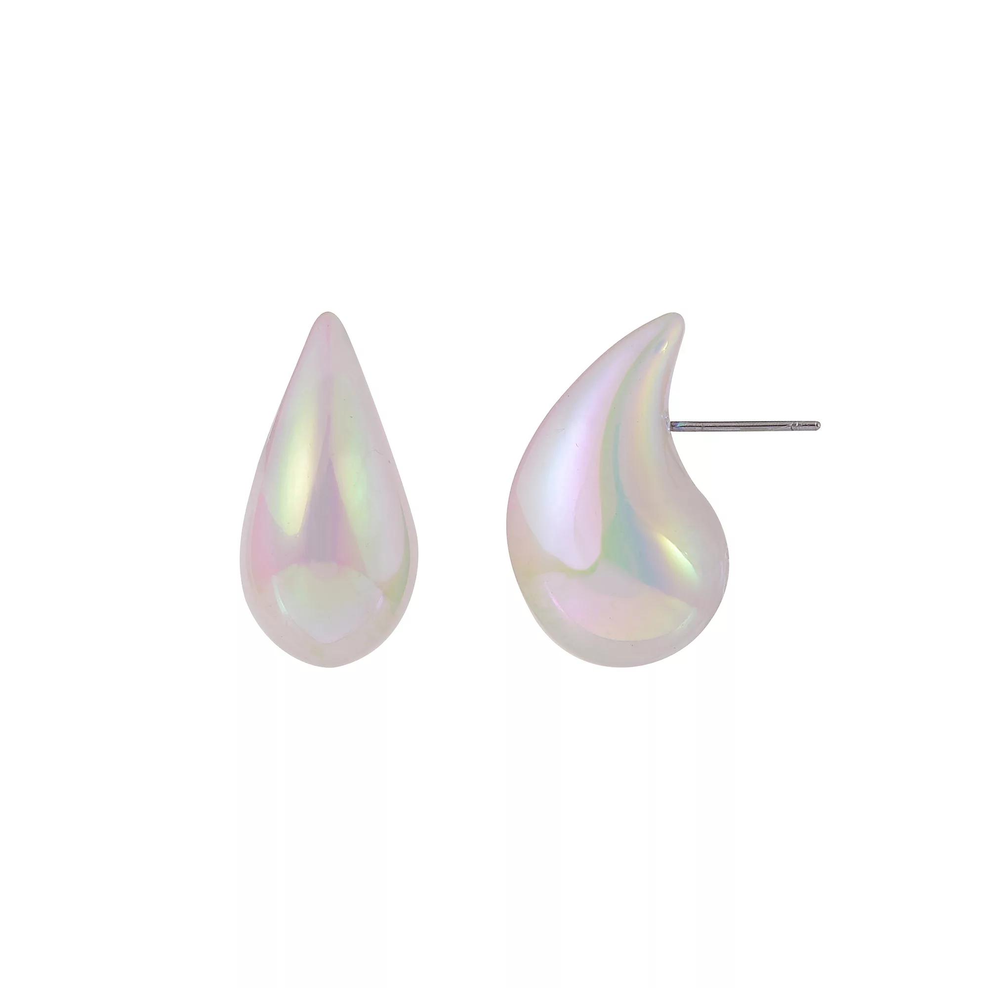 Emberly Simulated Pearl Teardrop Earrings, Women's, White Product Image