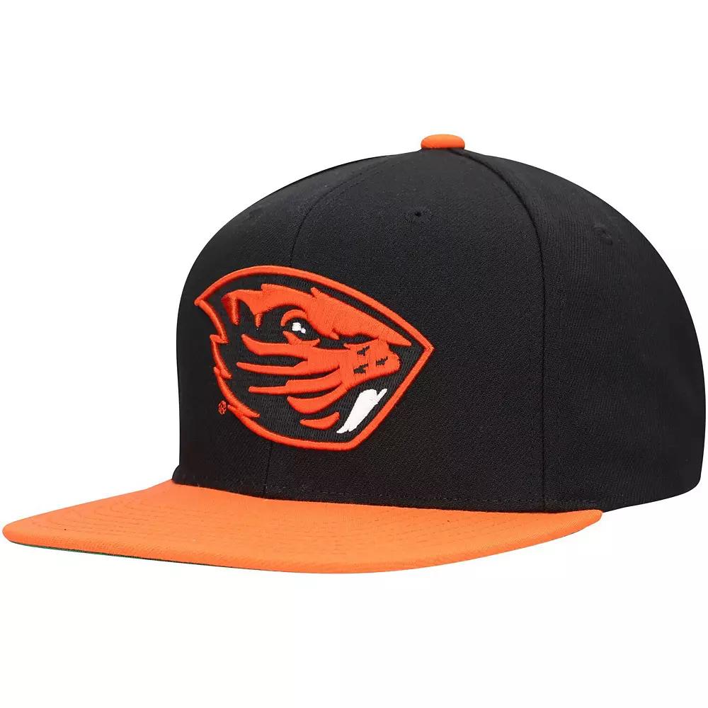 Men's Mitchell & Ness Black/Orange Oregon State Beavers 2-Tone 2.0 Snapback Hat Product Image