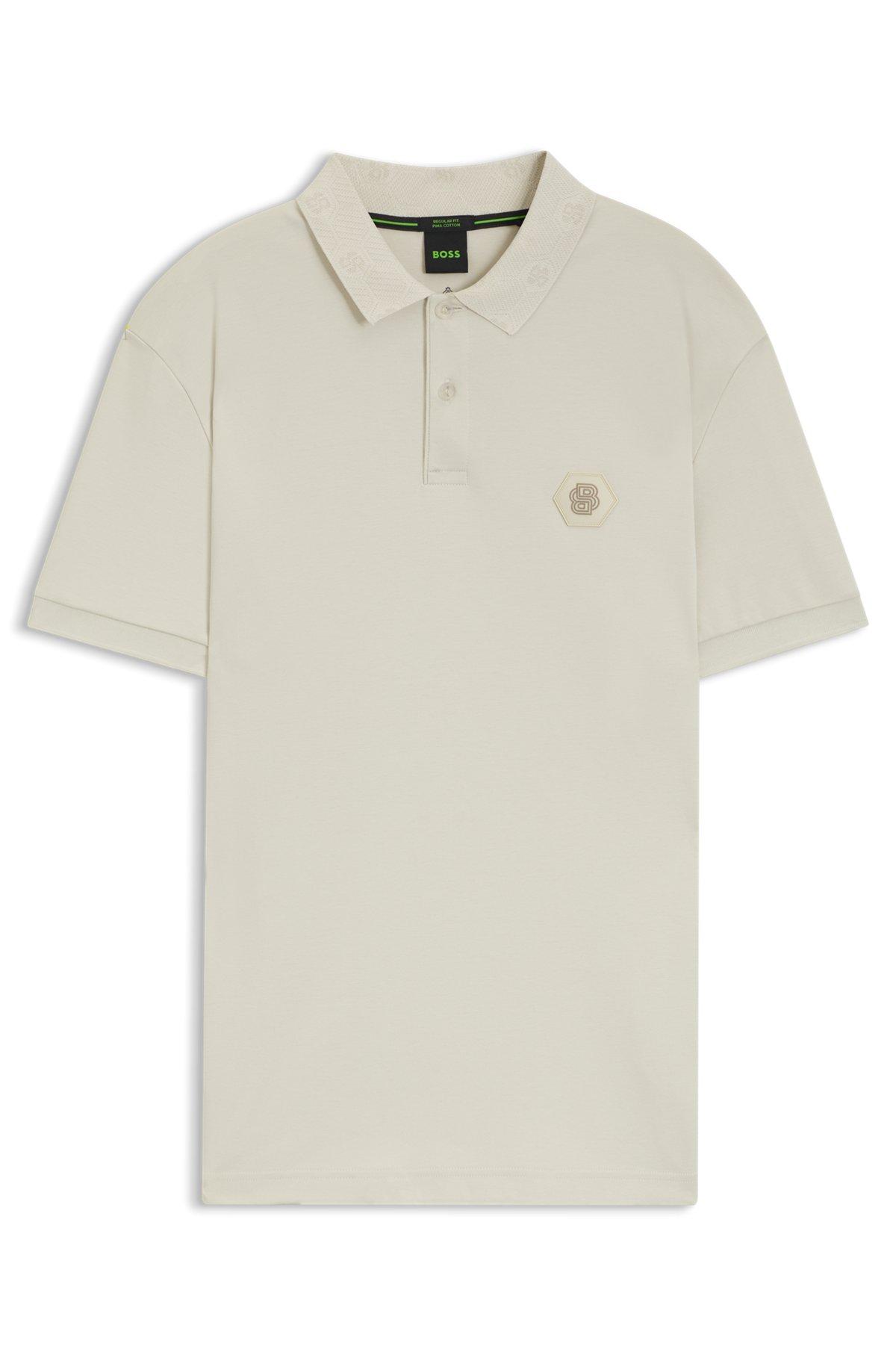 Pima-cotton polo shirt with Double B monogram Product Image