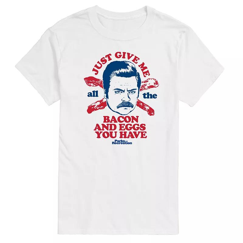 Men's Parks And Recs Ron Bacon Eggs Graphic Tee,  Product Image