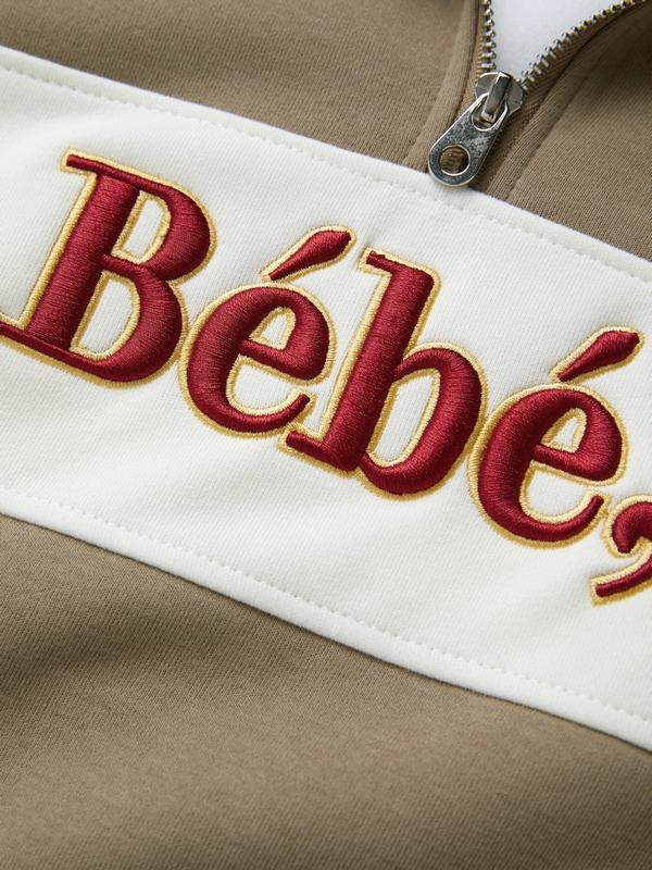 Color Block Splice Letter Embroidery Print Sweatshirt Product Image