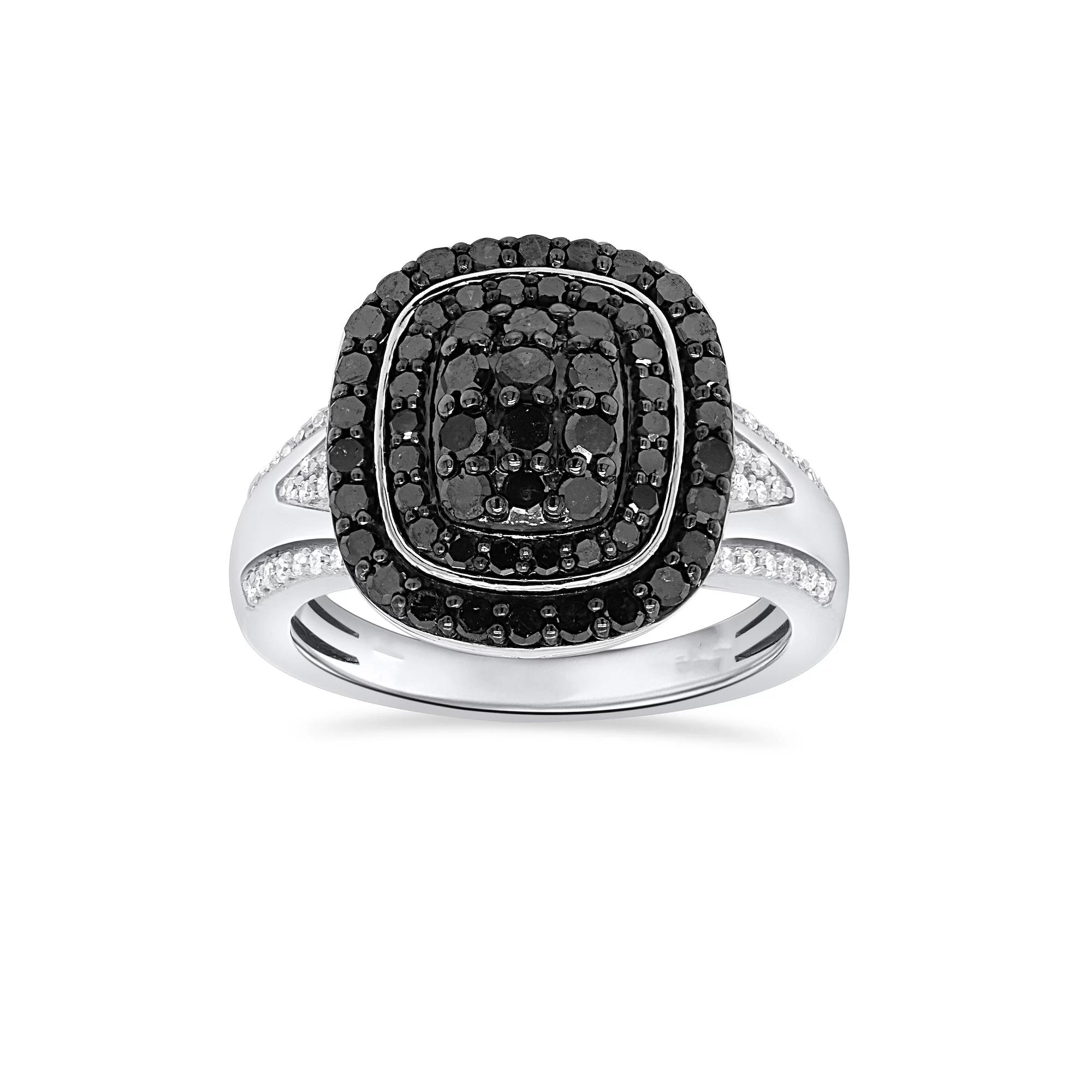 Sterling Silver 1 Carat T.W. Black & White Diamond Ring, Women's, Size: 9 Product Image