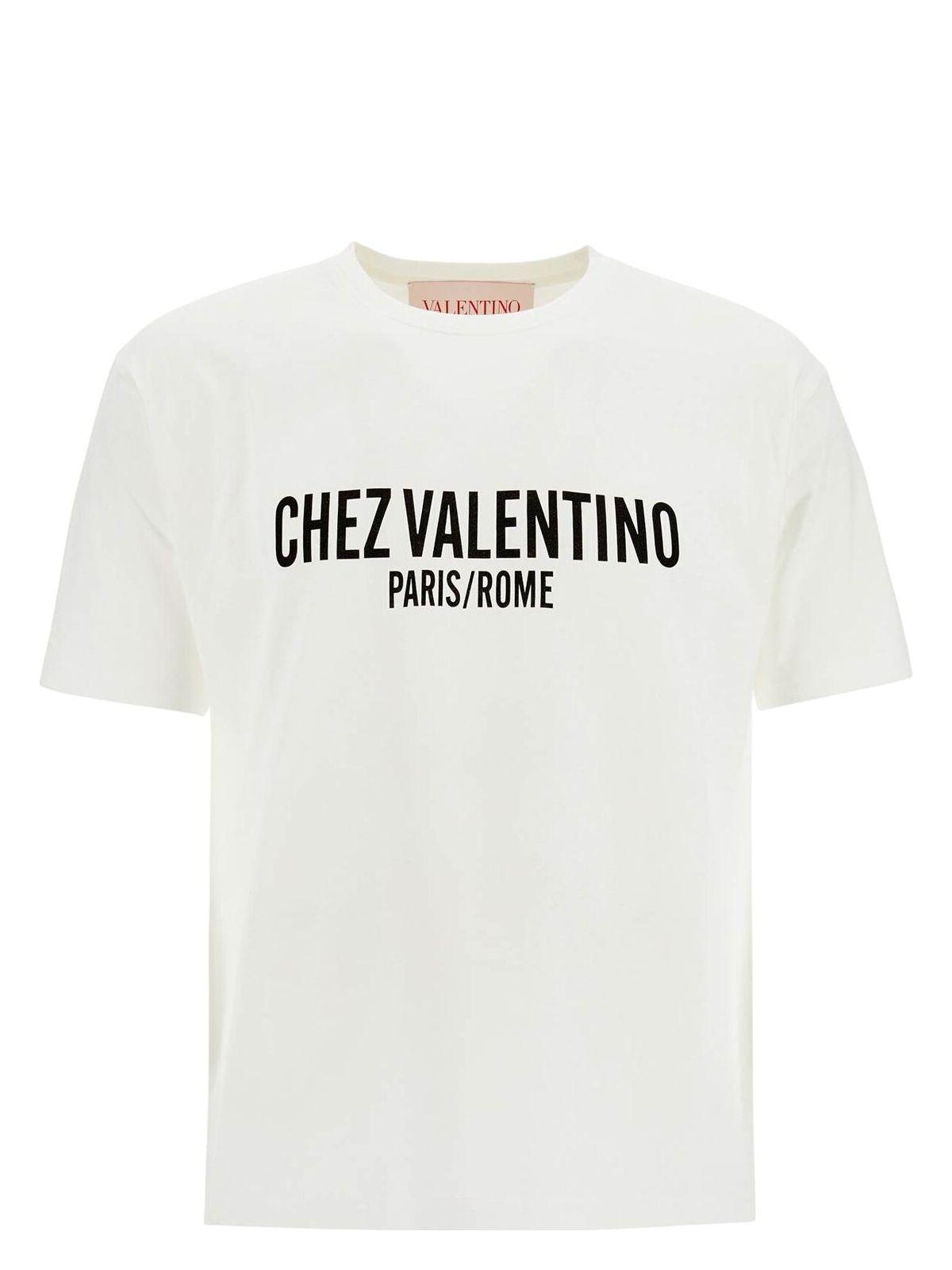 VALENTINO Cotton Crew Neck T-shirt With Graphic Print In White Product Image
