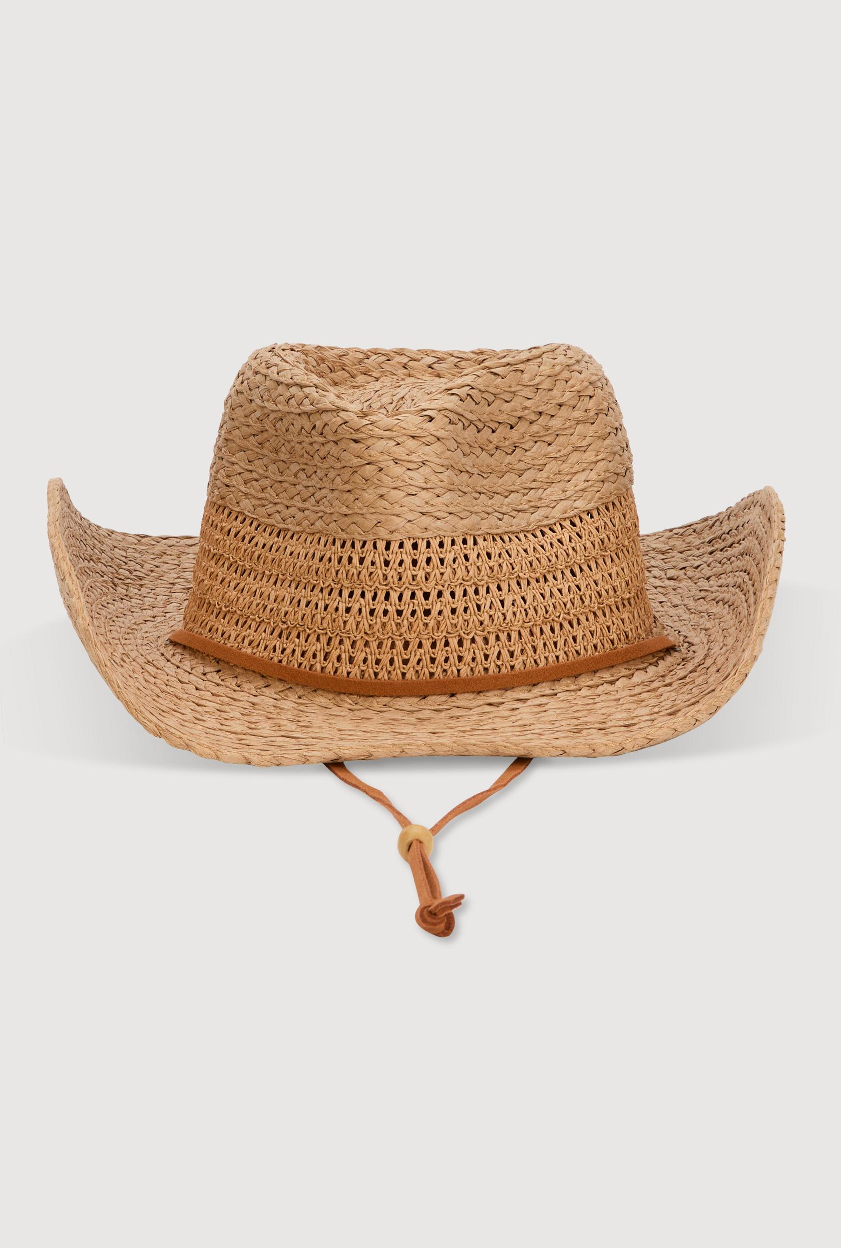 Beaded Toggle Drawstring Straw Cowboy Hat Female Product Image