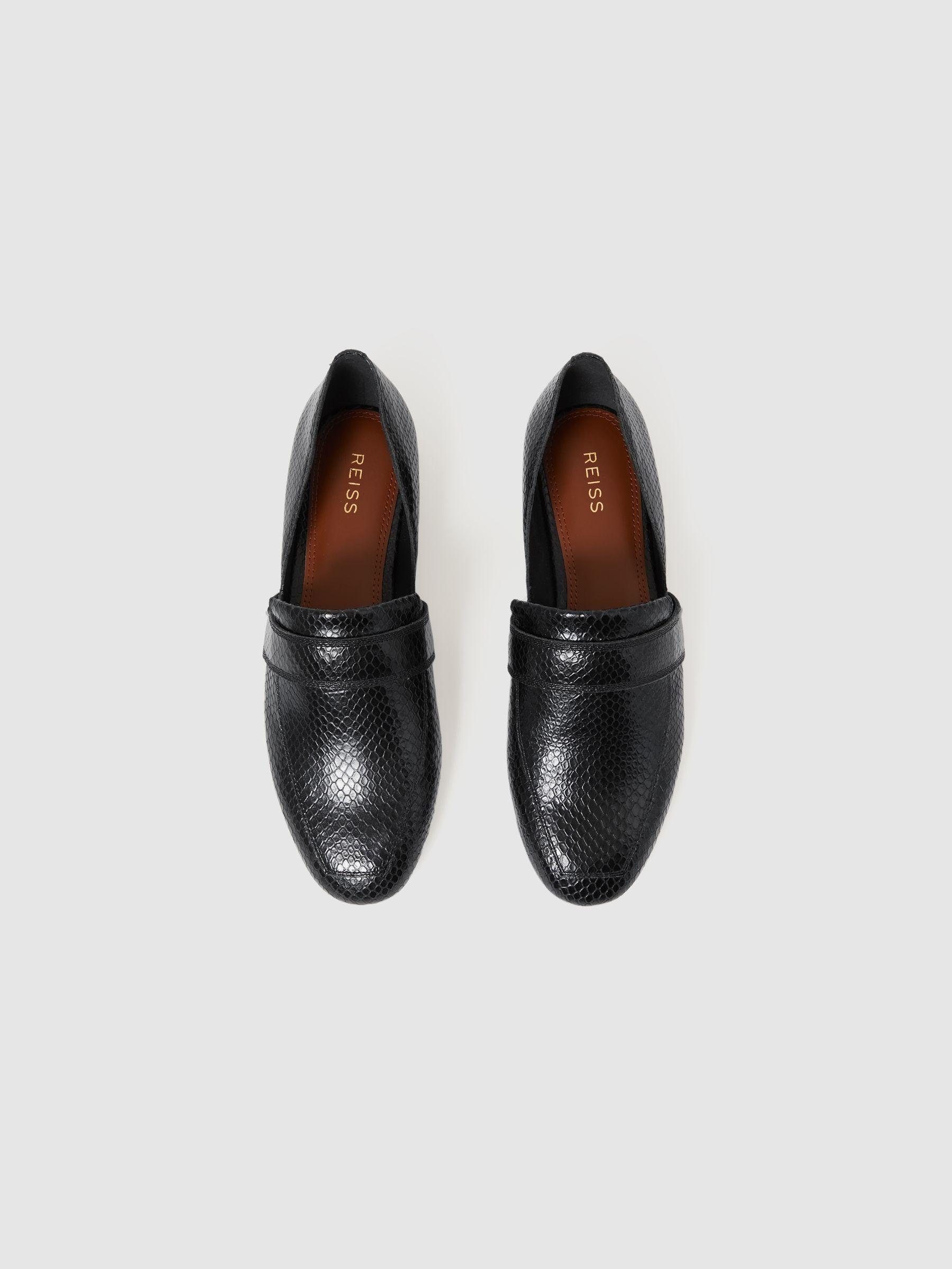 Leather Animal Print Loafers in Black Product Image