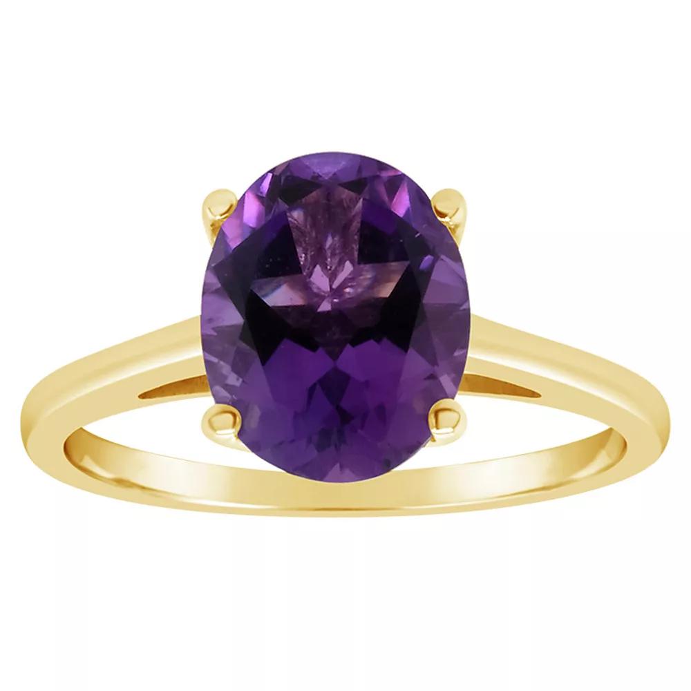 Alyson Layne 14k Gold Oval Amethyst Solitaire Ring, Women's, Size: 9, 14k White Gold Product Image
