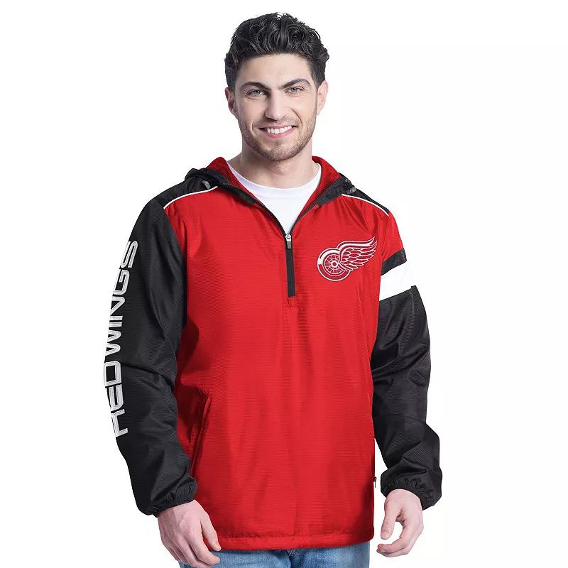 Mens G-III Sports by Carl Banks /Black Detroit Wings Lateral Half-Zip Hoodie Jacket Product Image