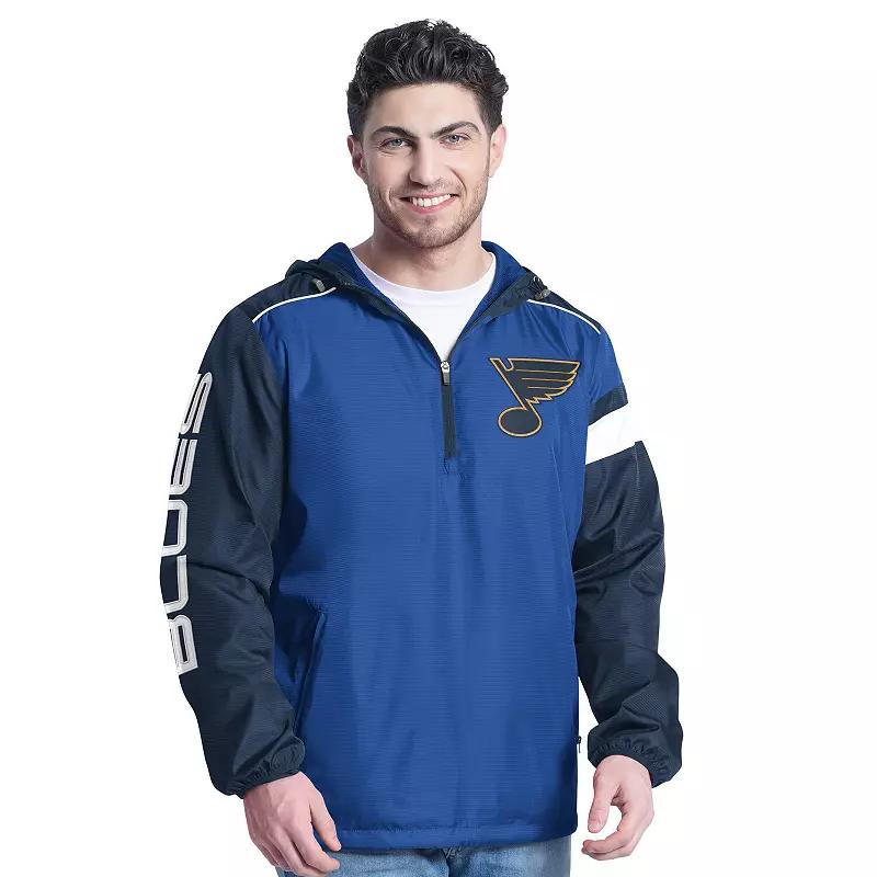 Men's G-III Sports by Carl Banks Blue/Navy St. Louis Blues Lateral Half-Zip Hoodie Jacket,  Product Image