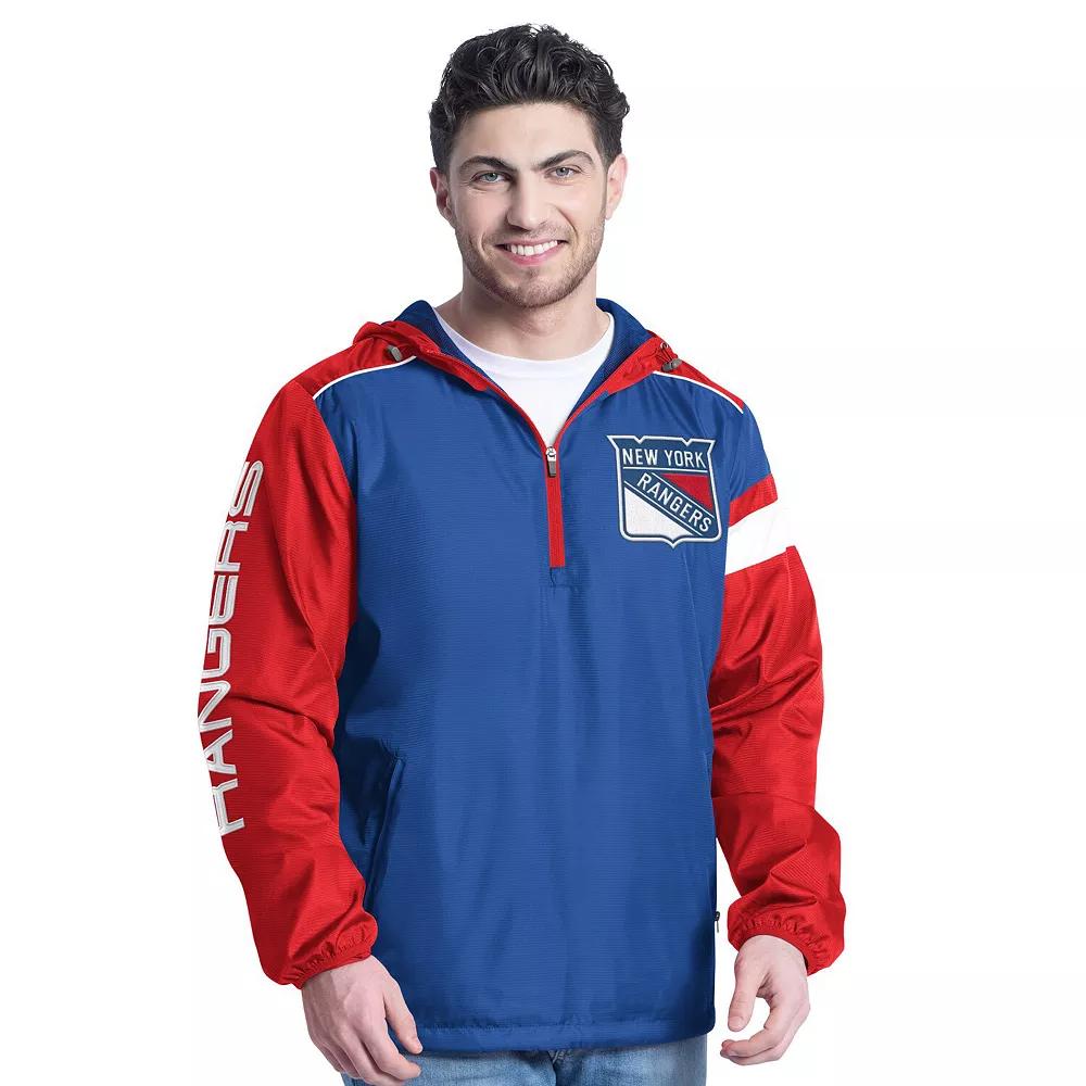 Mens G-III Sports by Carl Banks Blue/Red New York Rangers Lateral Half-Zip Hoodie Jacket Product Image