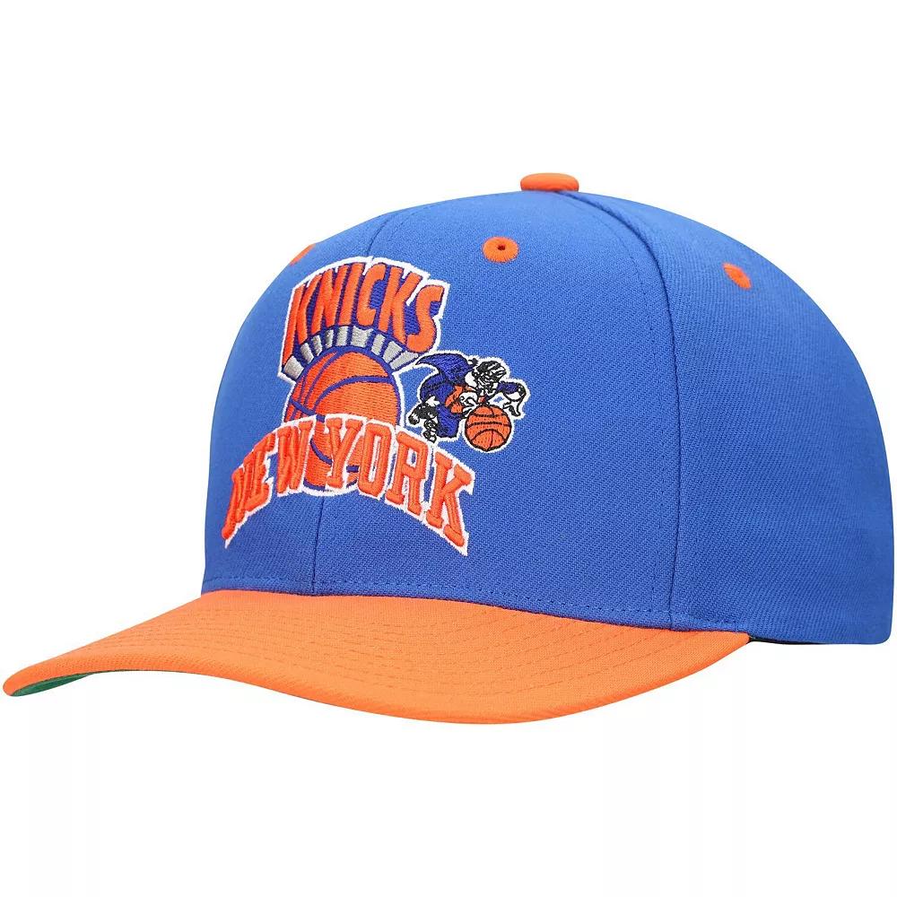 Men's Mitchell & Ness Blue New York Knicks All In 2.0 Pro Crown Snapback Hat Product Image