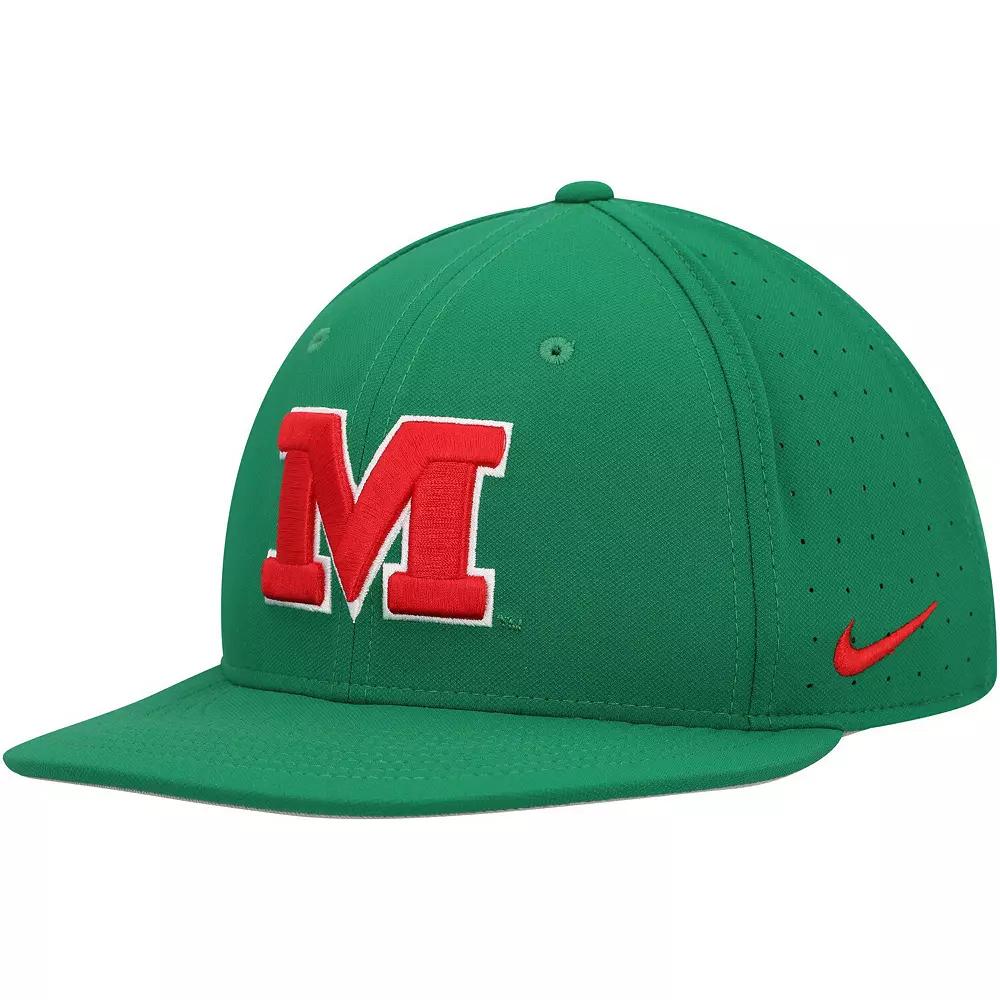 Men's Nike Green Ole Miss Rebels Aero True Baseball Performance Fitted Hat,  Product Image