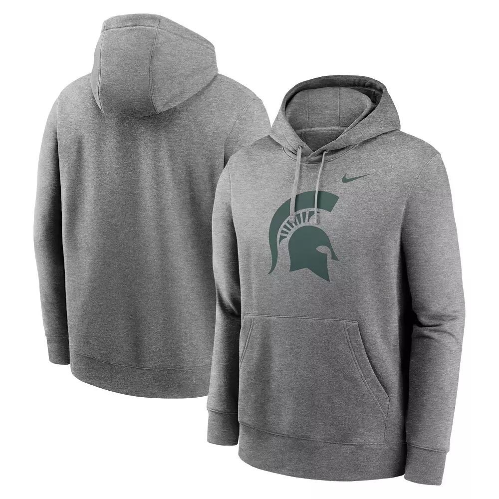 Men's Nike Heather Gray Michigan State Spartans Primetime Evergreen Club Fleece Pullover Hoodie, Size: Medium, Grey Product Image