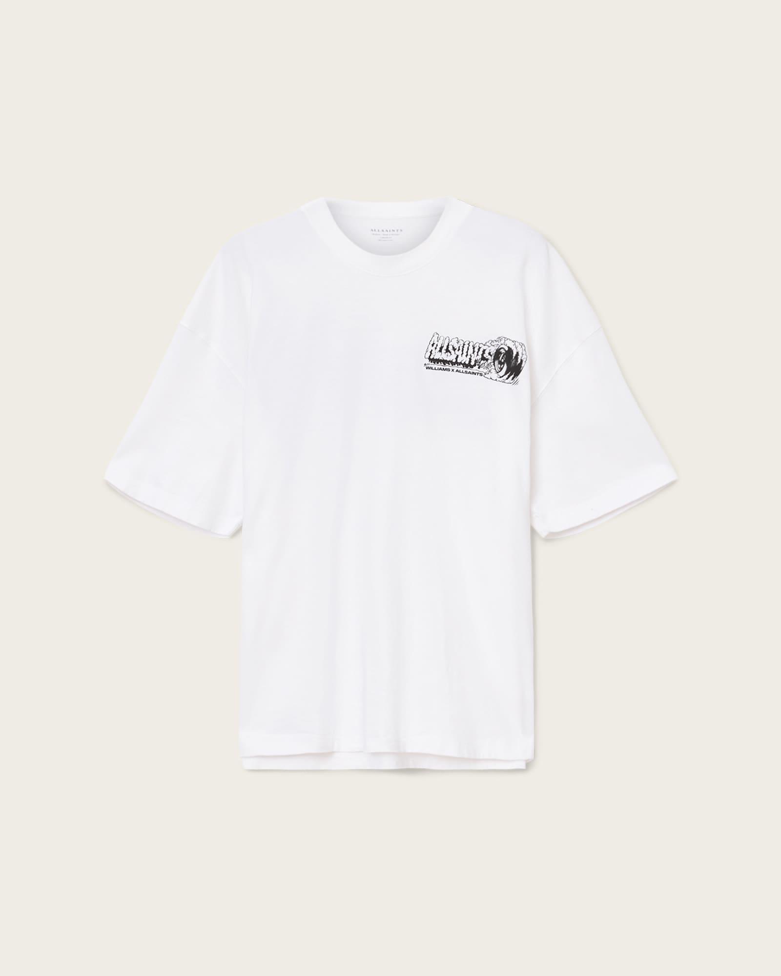 Williams X AllSaints Burnout Crew Neck T-Shirt ASHEN WHITE | ALLSAINTS US Product Image